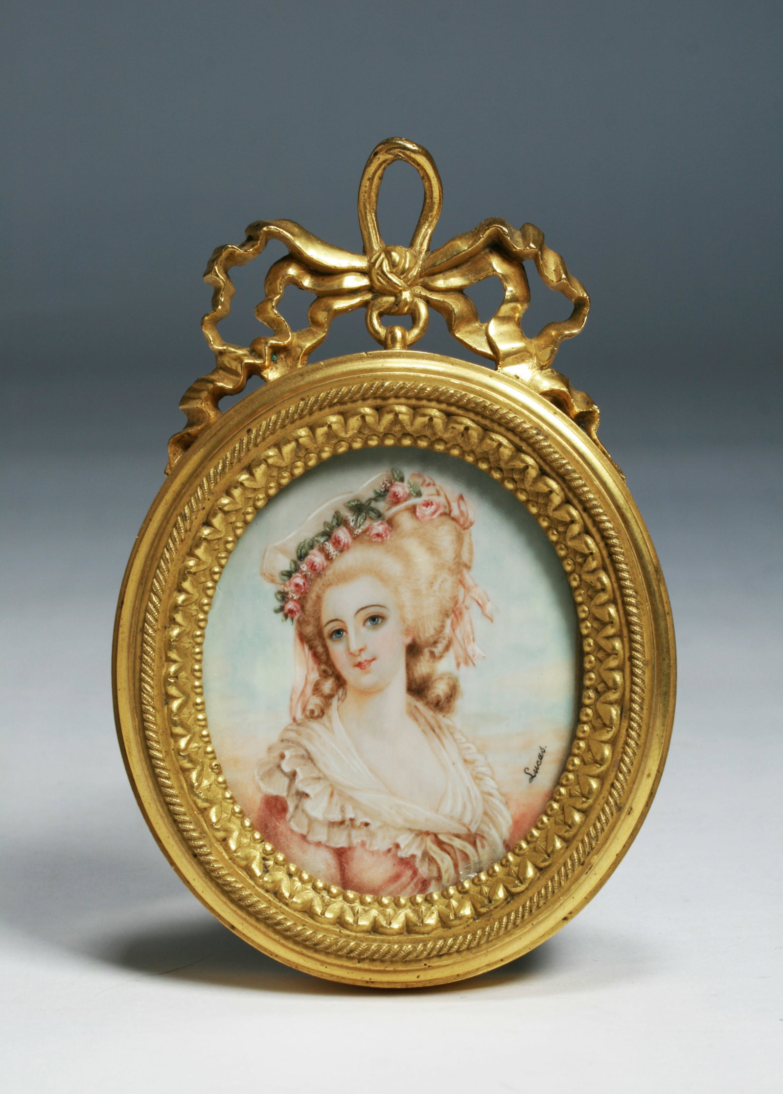 French Miniature Painting in a Gilded Bronze Frame - Circa 1900 (1 of 5)