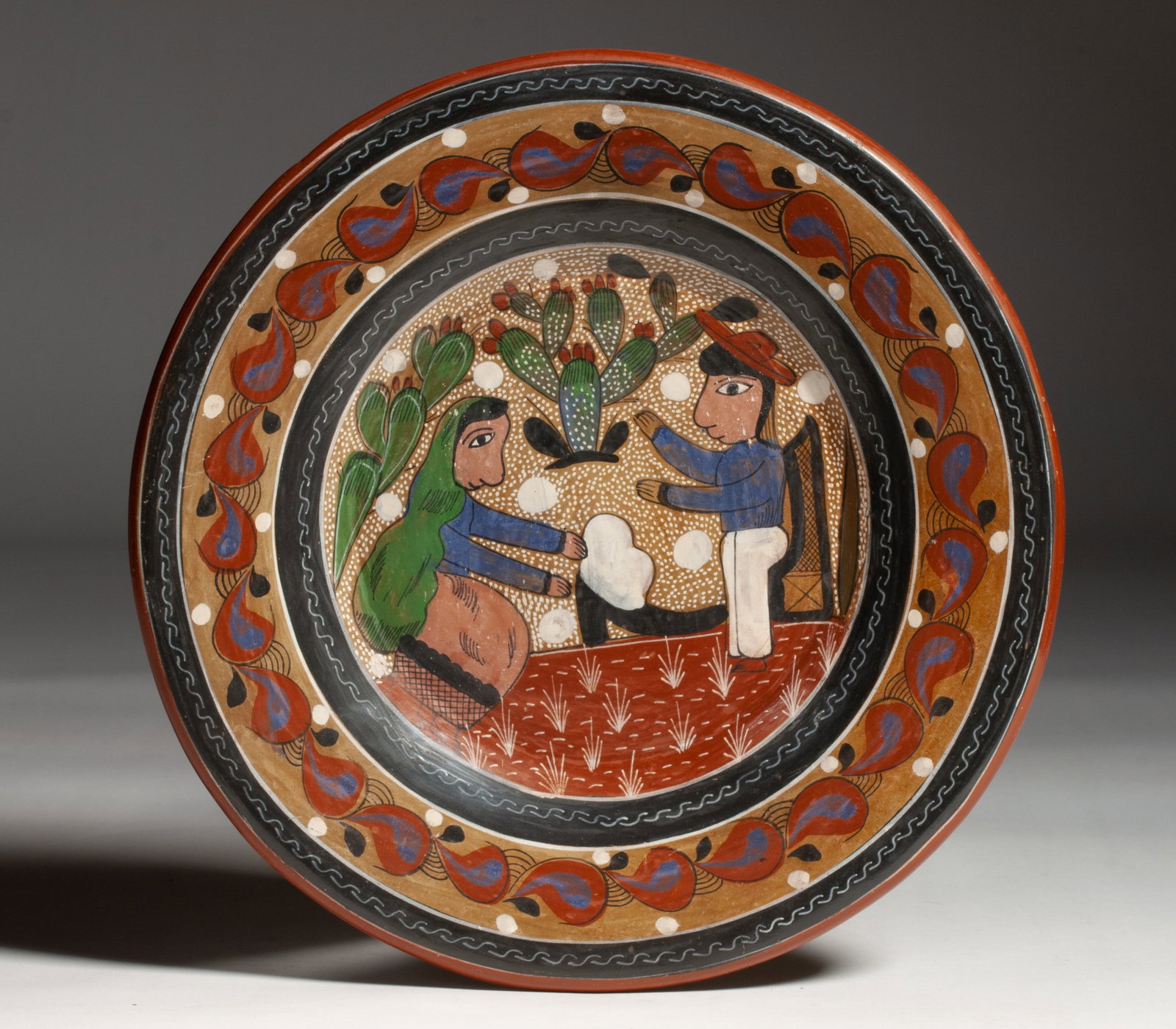 Mexican Tonala Painted Pottery Plate by Salvador Vazquez (1 of 6)