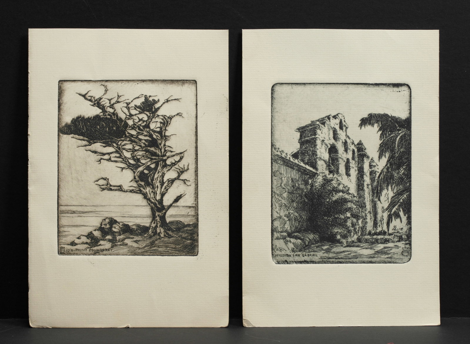 Two Arts & Crafts Etchings of California - Signed with a Monogram (1 of 9)