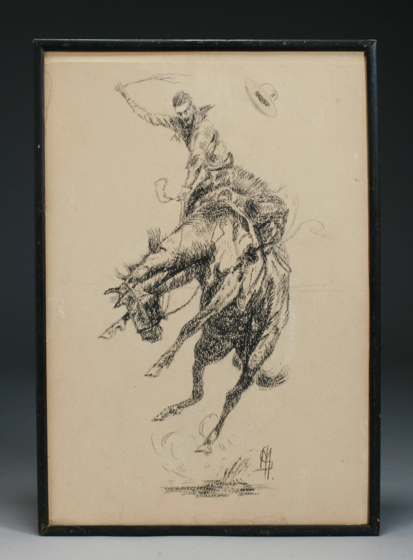 Signed American Western Drawing of a Cowboy - Style of Charles Russell (1 of 10)