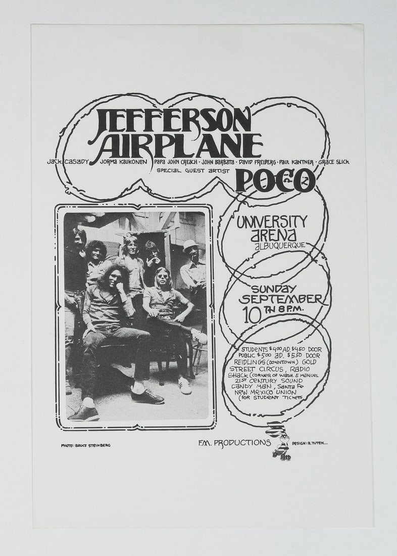 Original Jefferson Airplane & Poco Handbill - 1972 Rock & Roll (1 of 5)
