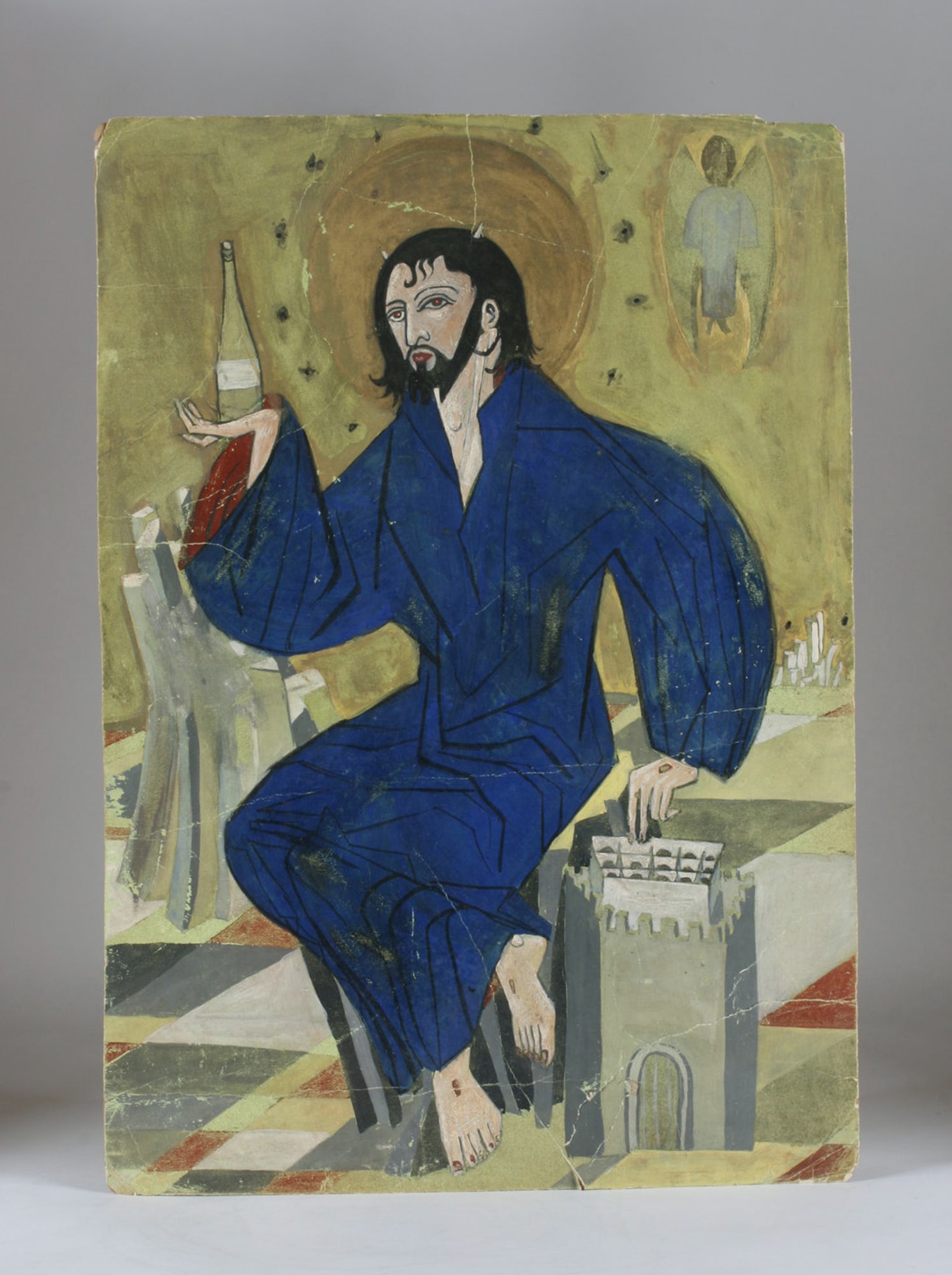 Russian Constructivist Theatrical Painting - Circa 1930: Early Russian Constructivist theatrical set and costume design painting. Unsigned. Circa 1920s - 1930s. Gouache or tempera on early Crescent Board ( "marked "Crescent Quality Boards" on the back).