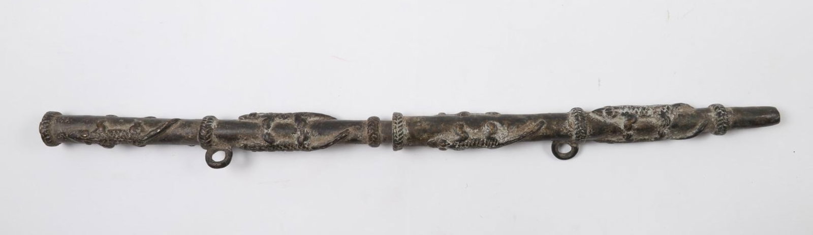 Old African Two-Piece Bronze Pipe Stem - Animals (1 of 9)
