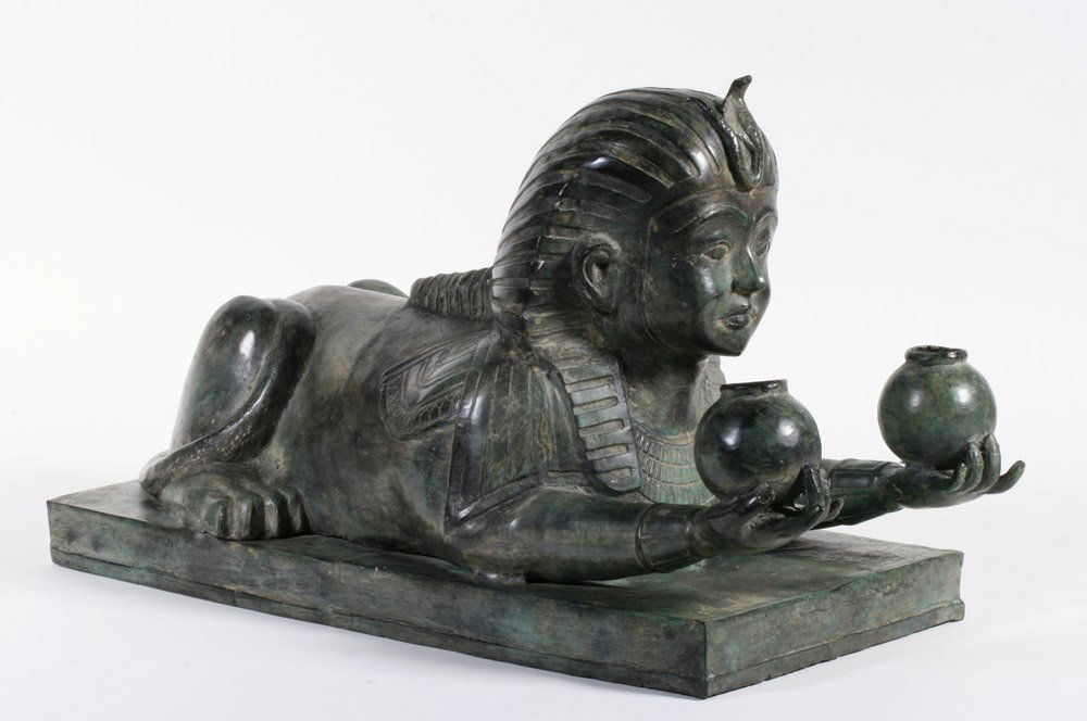 Large Bronze Architectural Egyptian Sphinx Statue-1930s (1 of 10)