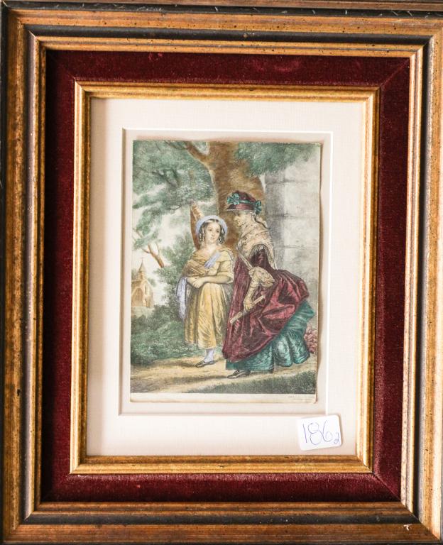 GEORGE BAXTER (ENGLAND): Pair of colour engravings. "Grandmother" and "Jenny Lind". 6 x 4".