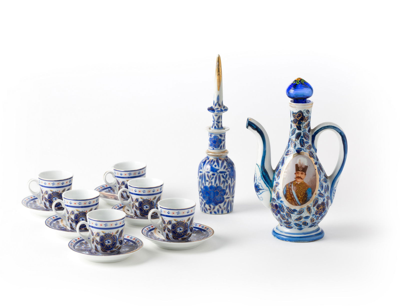 A 19TH CENTURY RUSSIAN GARDNER  PORCELAIN ENAMEL TEA SERVICE SET (1 of 1)