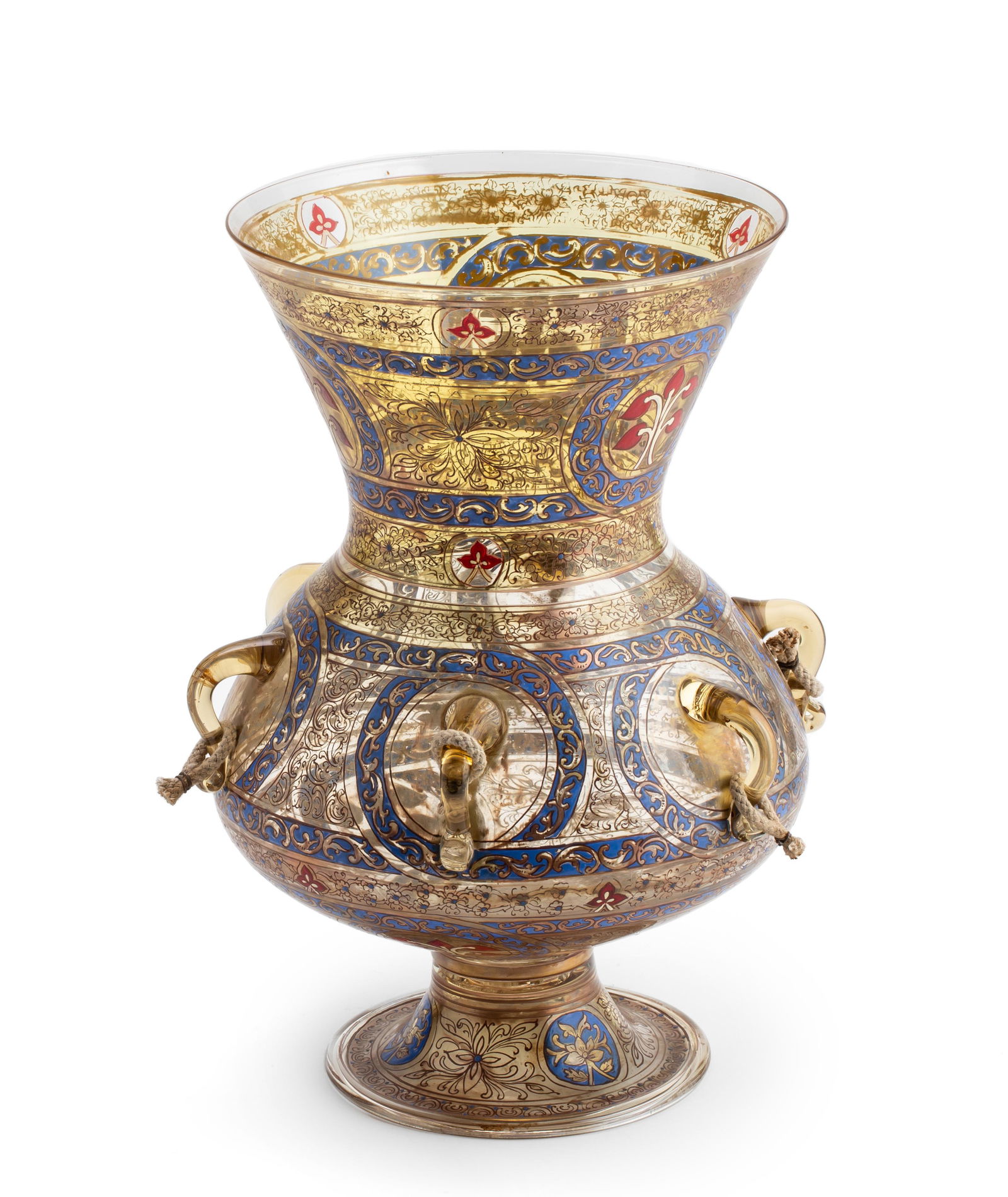 AN EARLY 20TH CENTURY FRENCH ENAMELLED  MAMLUK REVIVAL GLASS MOSQUE LAMP BY PHILLIPE  JOSEPH BROCARD (1 of 1)