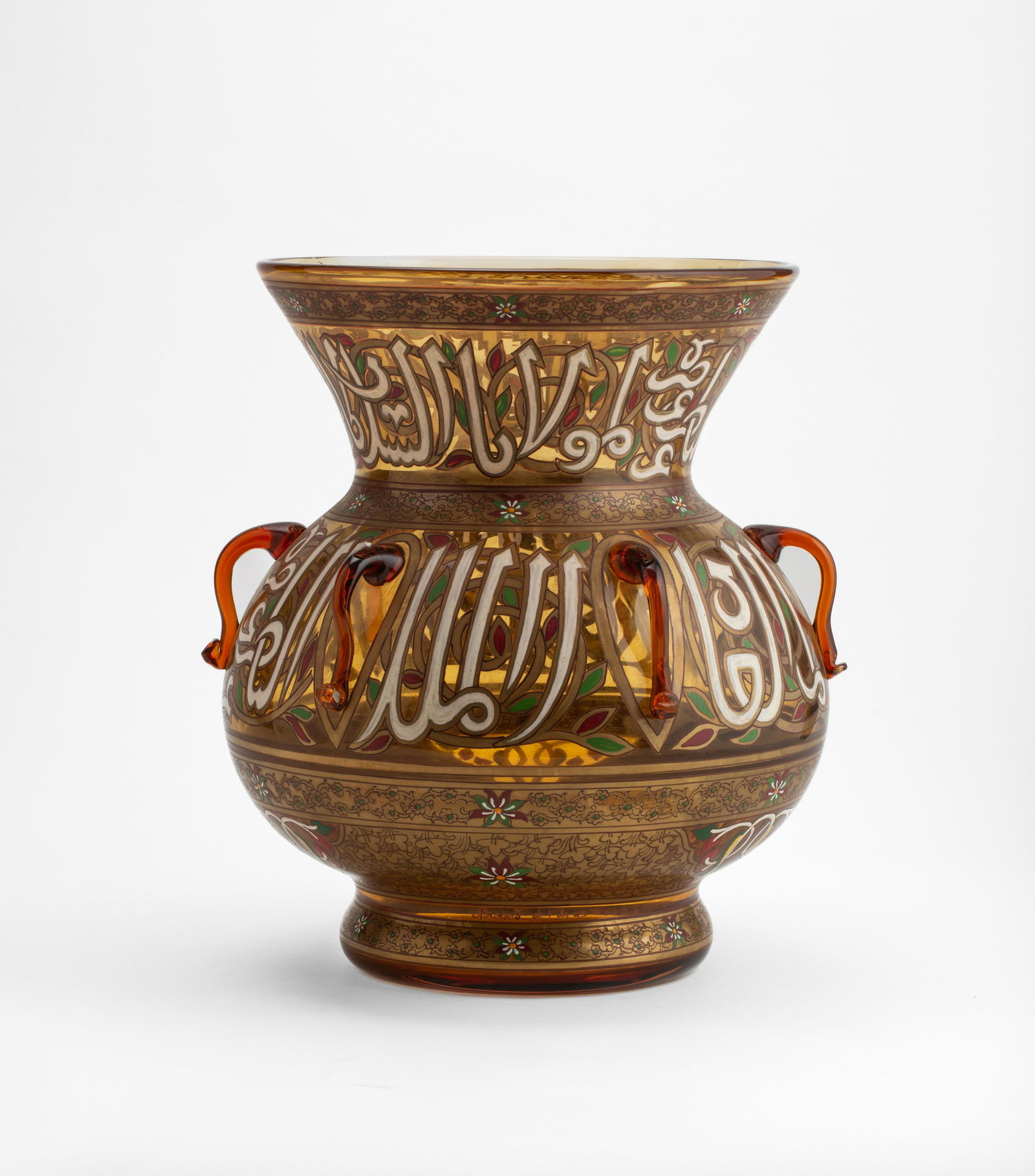 AN EARLY 20TH CENTURY FRENCH ENAMELLED MAMLUK REVIVAL GLASS  MOSQUE LAMP BY PHILLIPE JOSEPH BROCARD (1 of 1)
