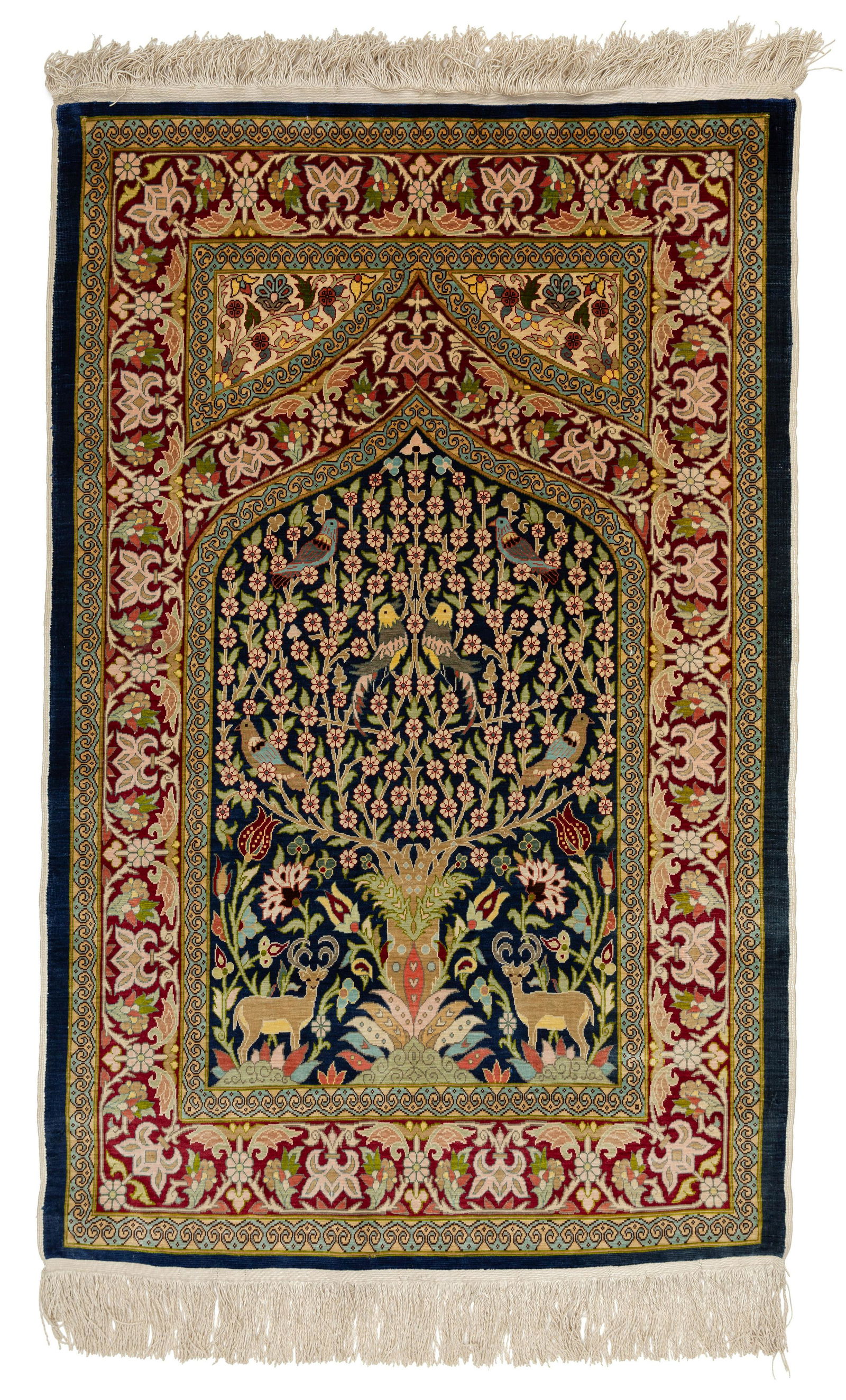 A VINTAGE PURE SILK TREE OF LIFE TURKISH  CARPET (1 of 1)