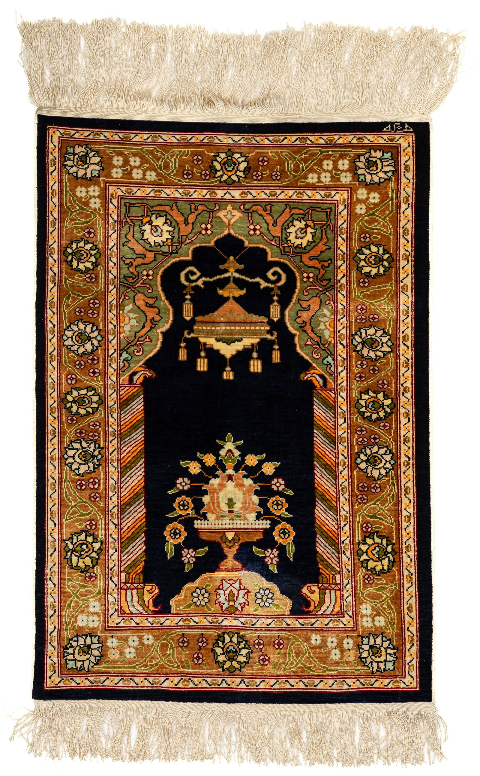 A PURE SILK HEREKE MIHRAB PRAYER  CARPET (1 of 1)