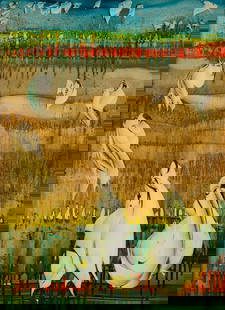 SALAH TAHER (EGYPTIAN, 1911-2007): ???? ????SALAH TAHER(EGYPTIAN, 1911-2007)Untitledsigned and dated 'S.Taher 80' (lower left),signed again in Arabic 'Salah'oil on board 49 x 67 cmpainted in 1980