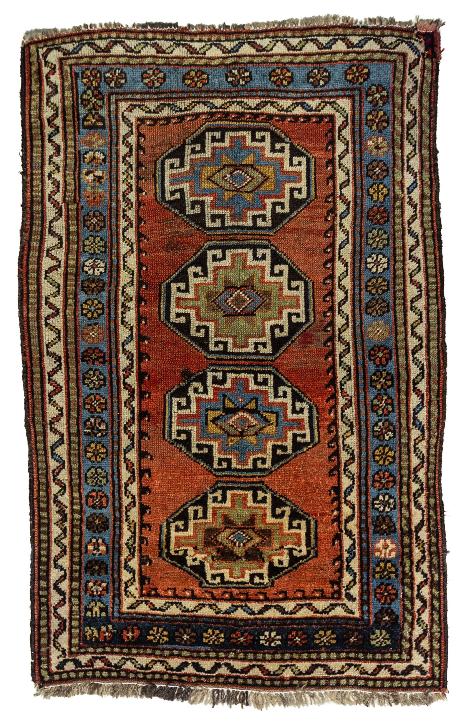 AN ANTIQUE TRIBAL KAZAKH CAUCASIAN WOOL RUG (1 of 1)