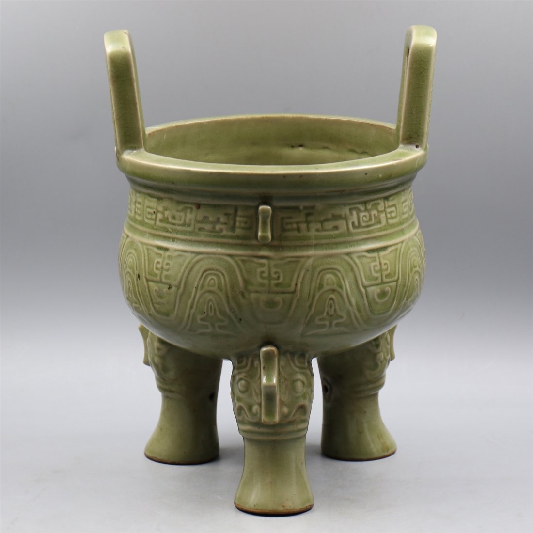 Chinese Green Glazed Censer.: Height 28 cm, width 25 cm.