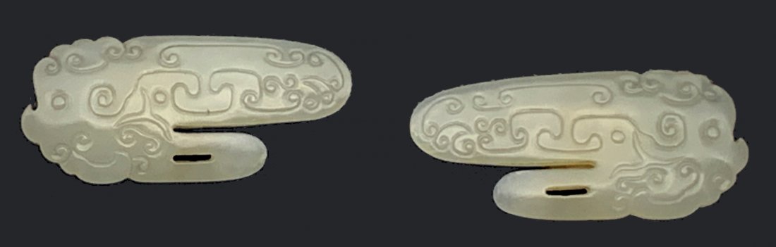 Parir of Chinese White Jade Painting Pins (1 of 4)