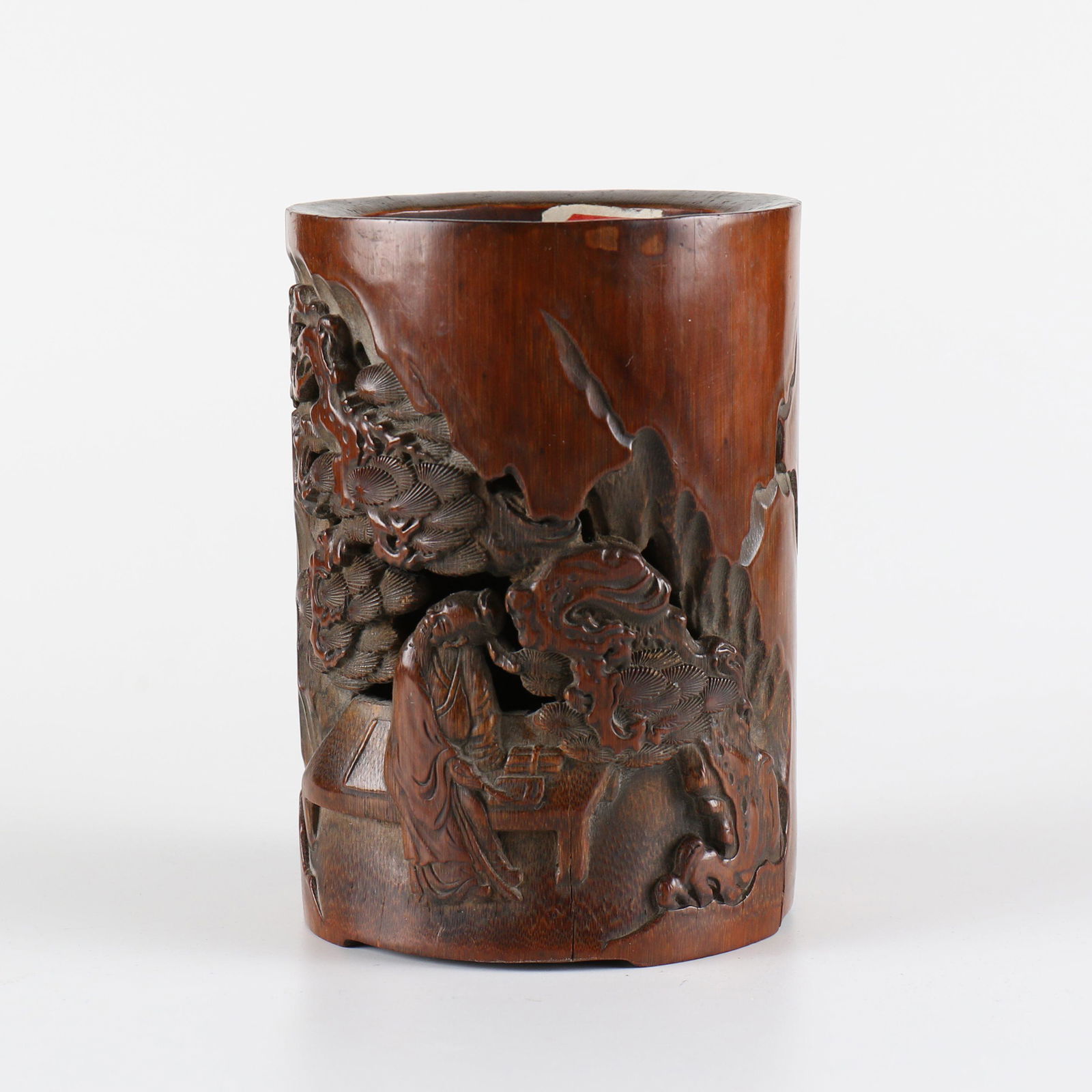 Chinese  Carved  Bamboo Brush Pot (1 of 5)