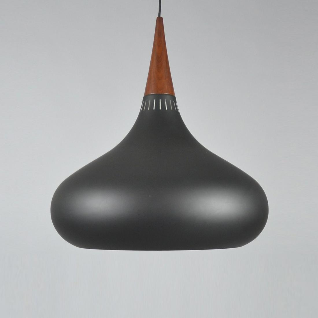 Jo Hammerborg Orient Pendant Light For Lightyears: Alu black lacquered and rose wood. Height 54cm. Diameter 50cm.