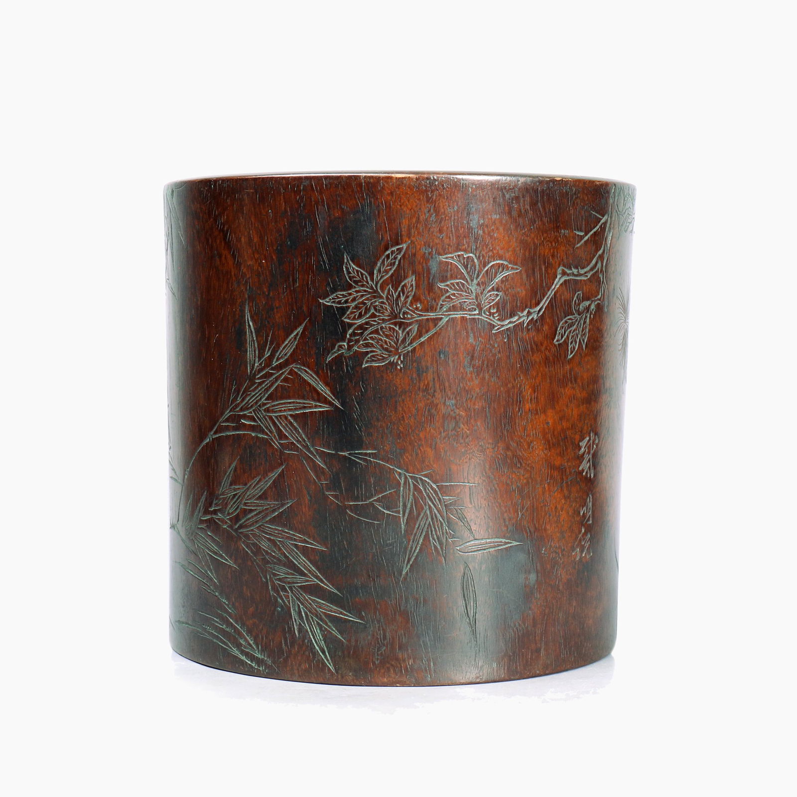 A Chinese Hard Wood Carved Brush Pot (1 of 9)