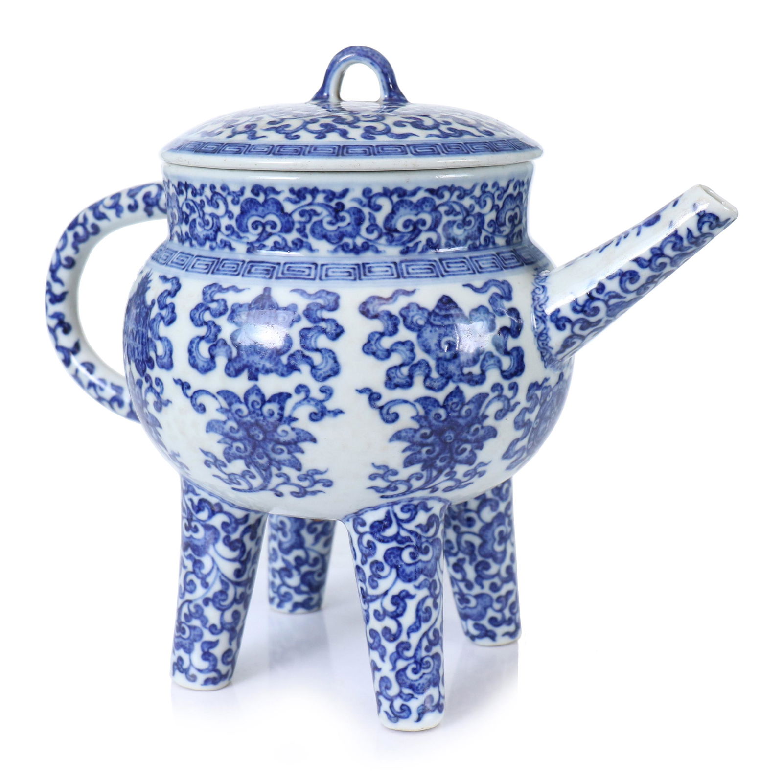 A Chinese Blue And White Glazed Porcelain Tripodia Teapot (1 of 7)