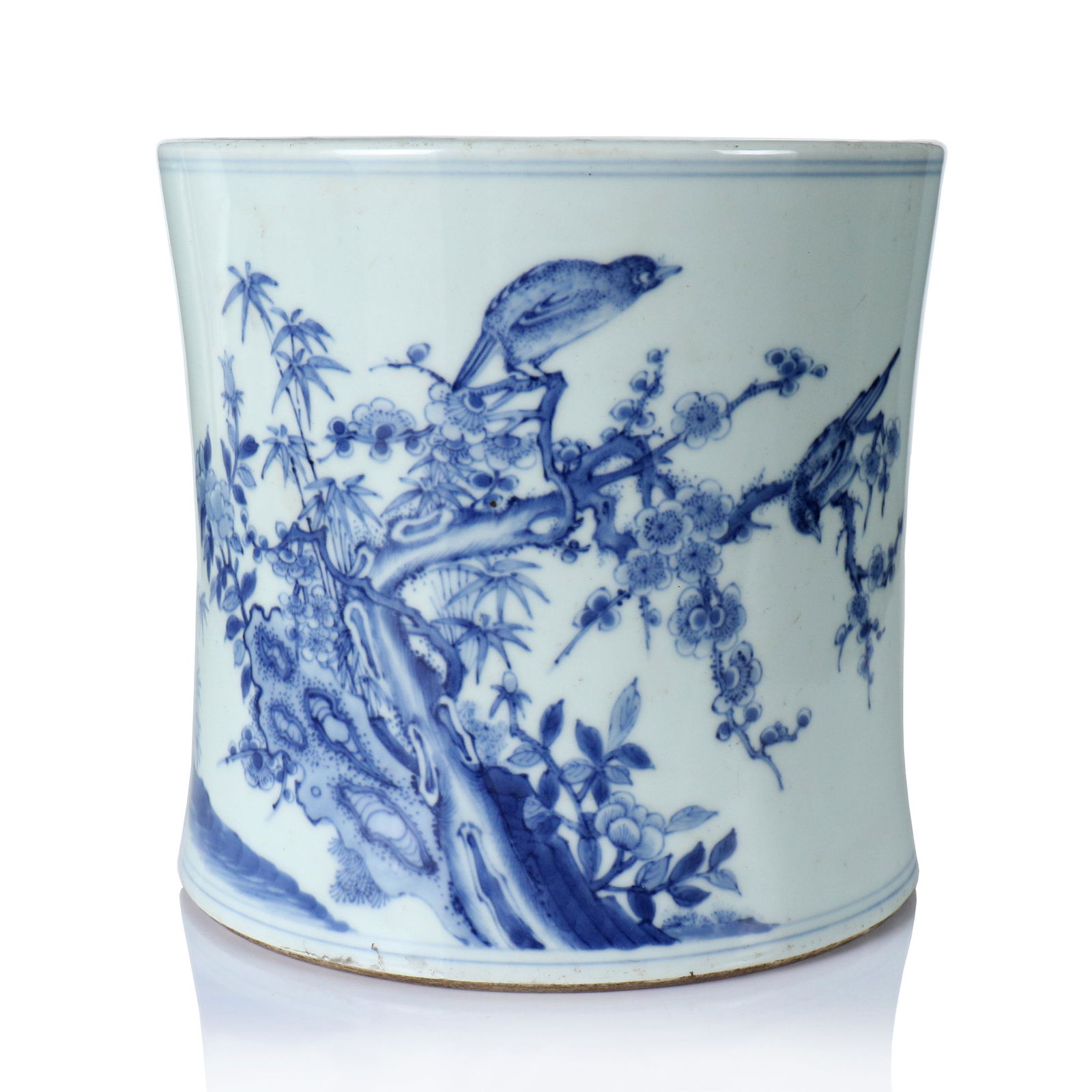 A Chinese Blue And White Glazed Porcelain Brush Pot (1 of 8)