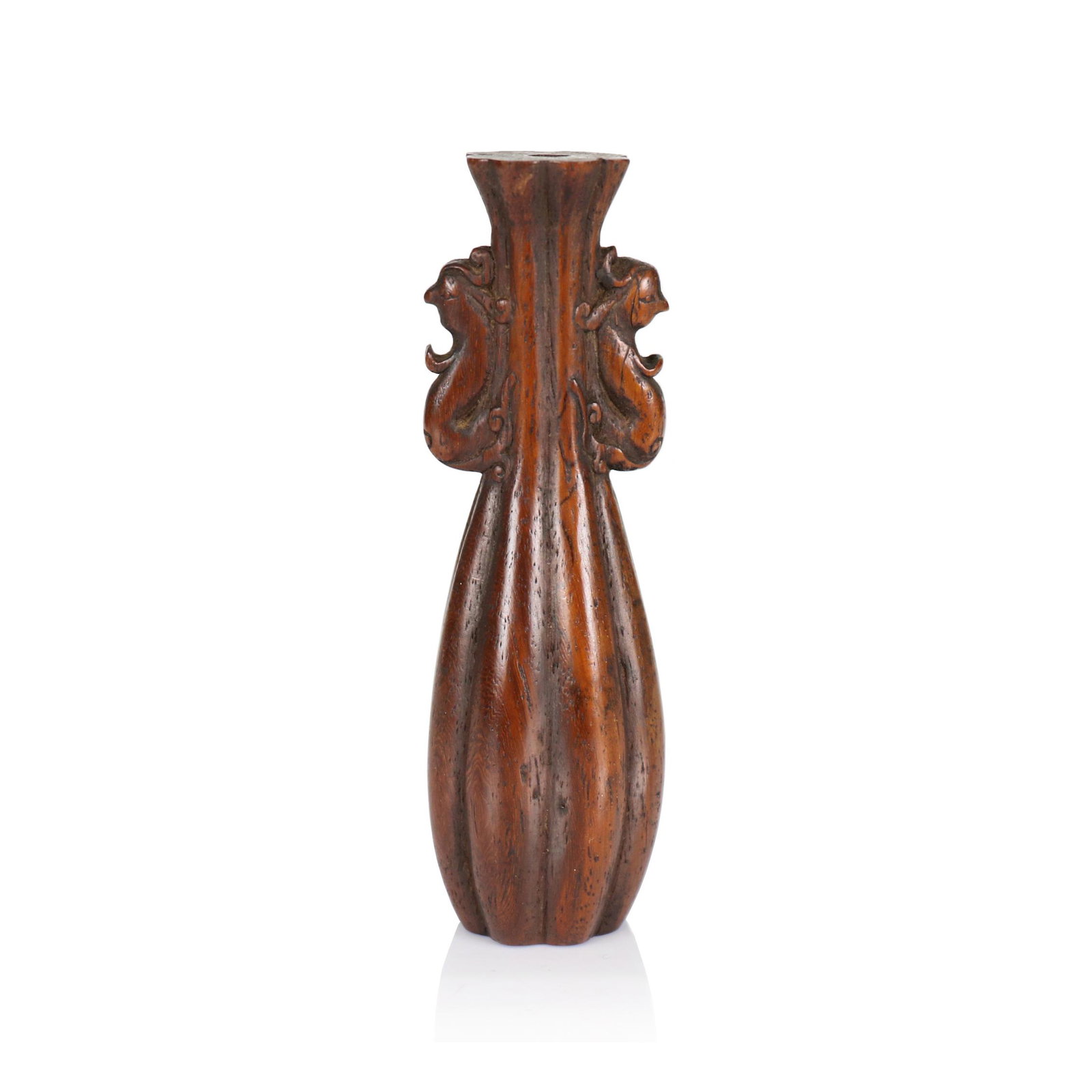 A Chinese Huang Hua Li Wood Carved Vase: Height 11 cm.