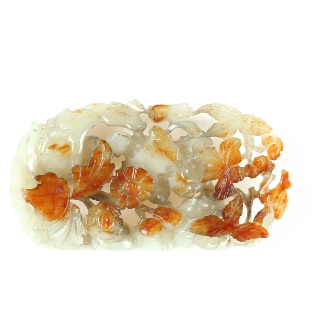 A Chinese Carved Jade Belt Buckle: 81 * 44 mm.