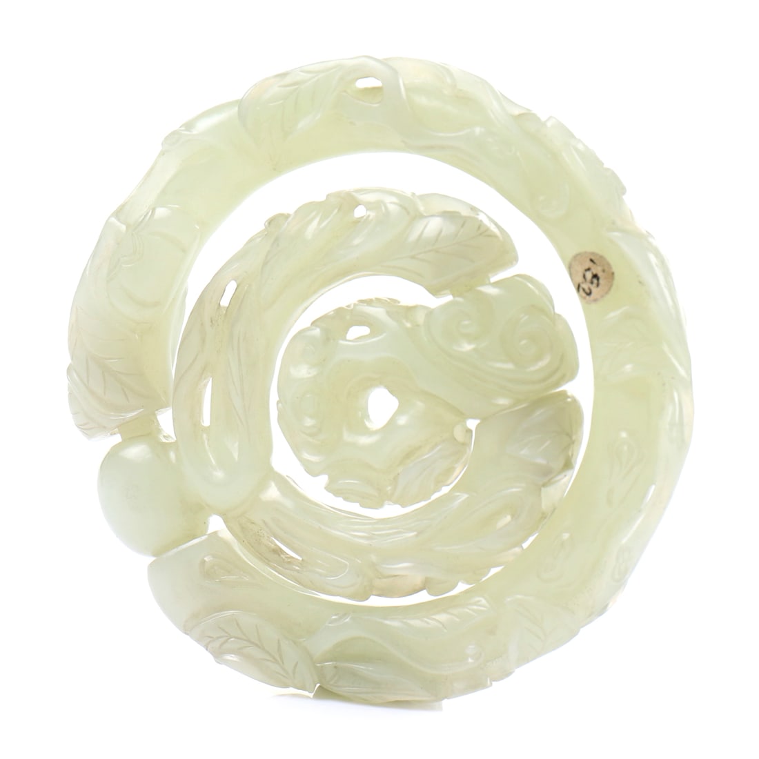 A Chinese Carved White Jade Rolling Triple Ring (1 of 8)