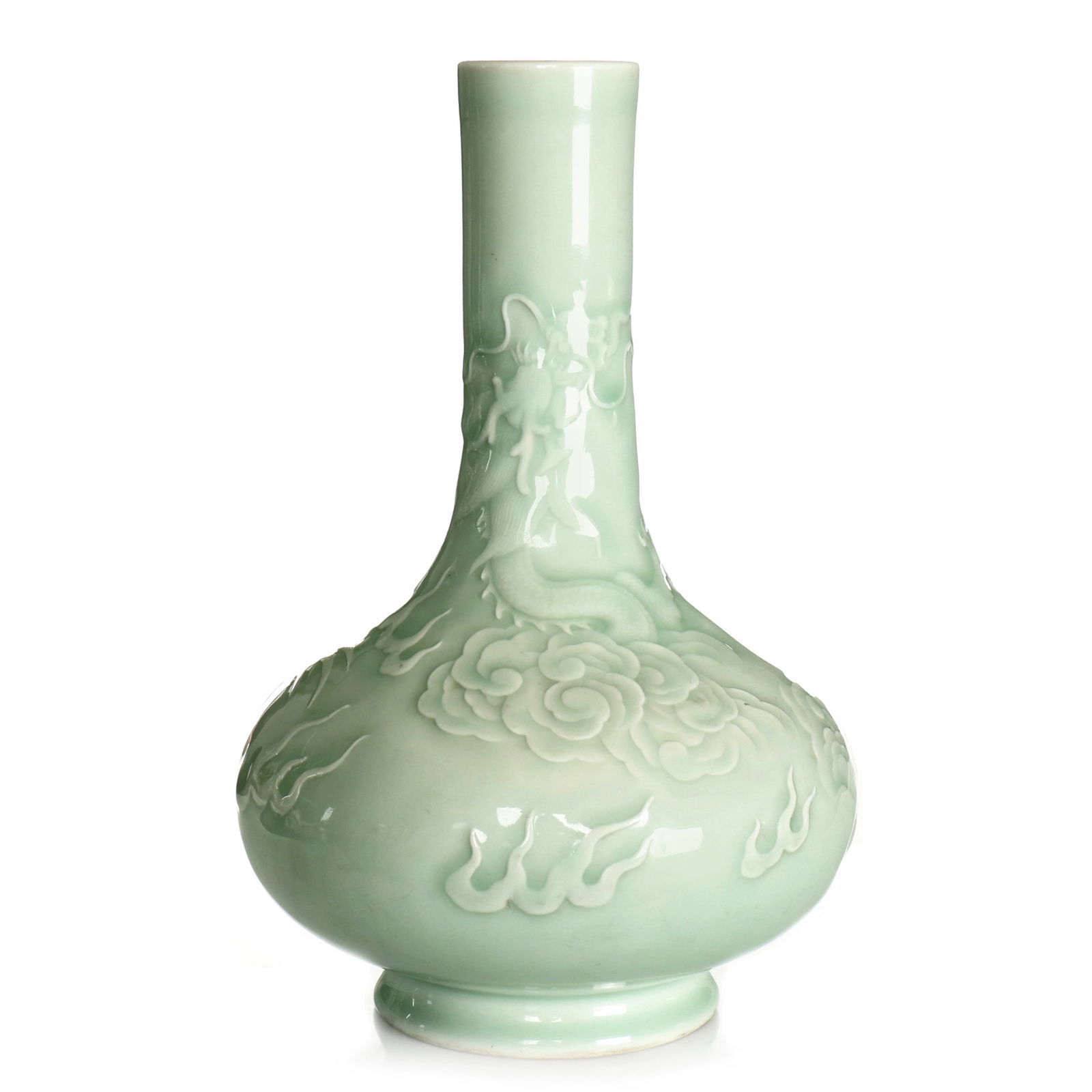 Chinese Celadon Glazed Porcelain Vase: Height 24.5 cm.
