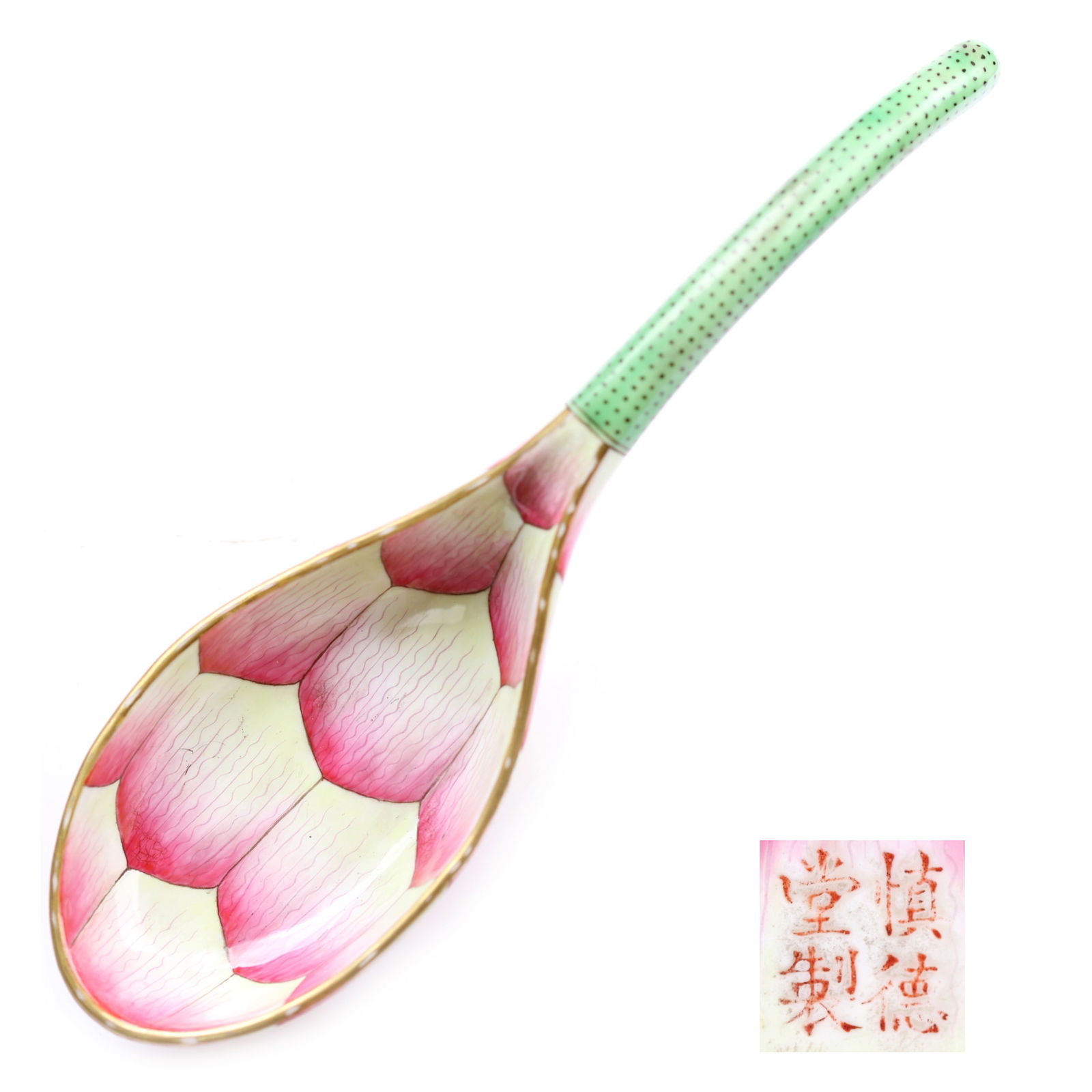 Chinese Famille-Rose Lotus Pattern Porcelain Spoon (1 of 6)