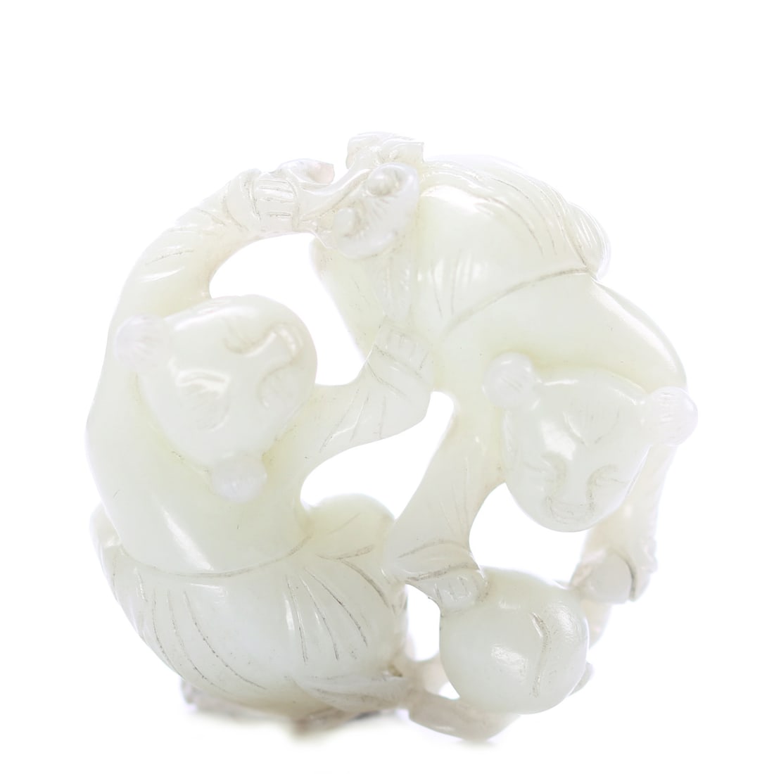 Chinese White Jade Carved Children Play Pattern Pendant (1 of 7)