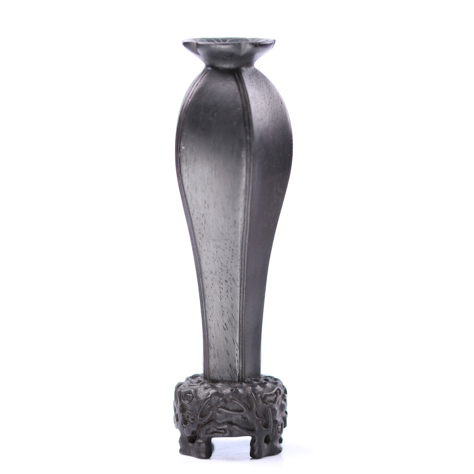 Chinese Zitan Hardwood Carved Vase: Height 11.5 cm.