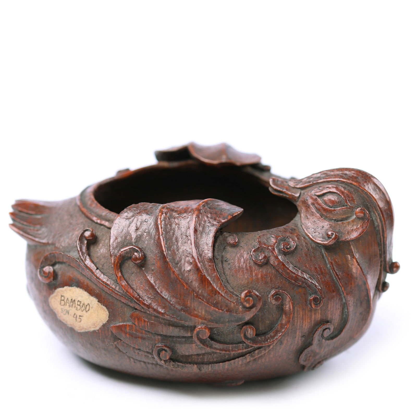 Chinese Bamboo Carved Bird Shaped Brush Washer (1 of 7)