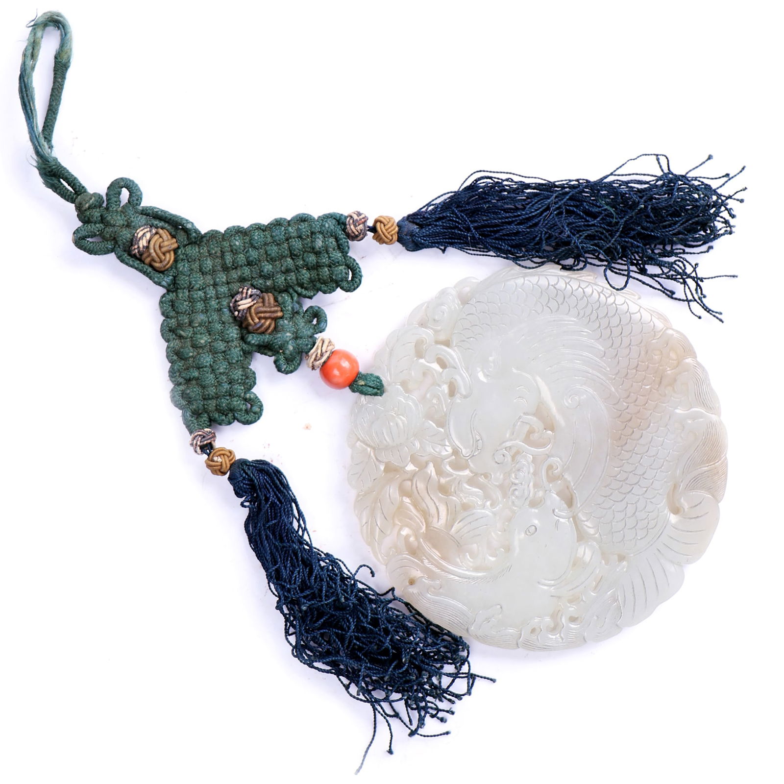 Chinese White Jade Carved Plaque (1 of 8)