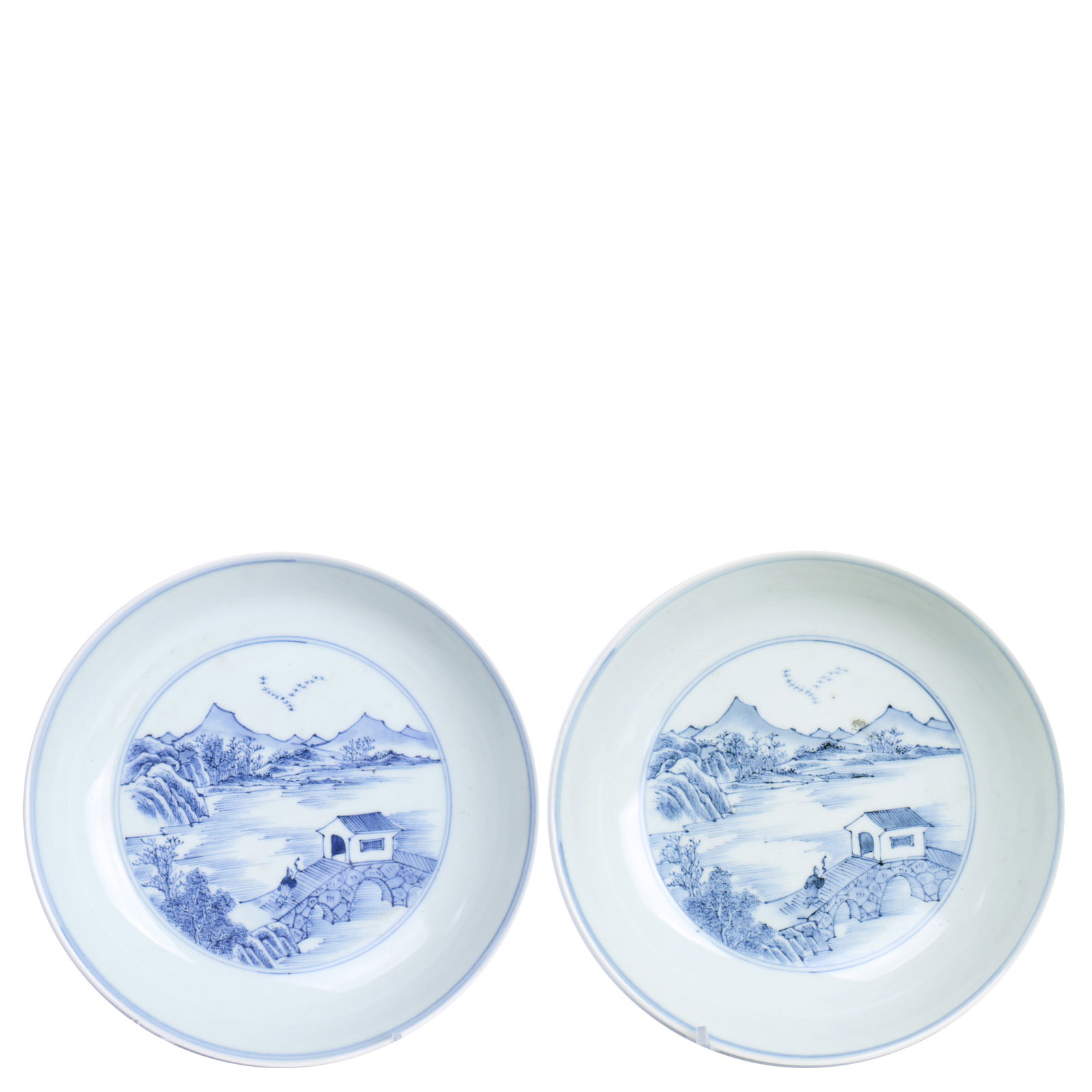 Two Chinese Blue And White Glazed Porcelain Dishes (1 of 2)