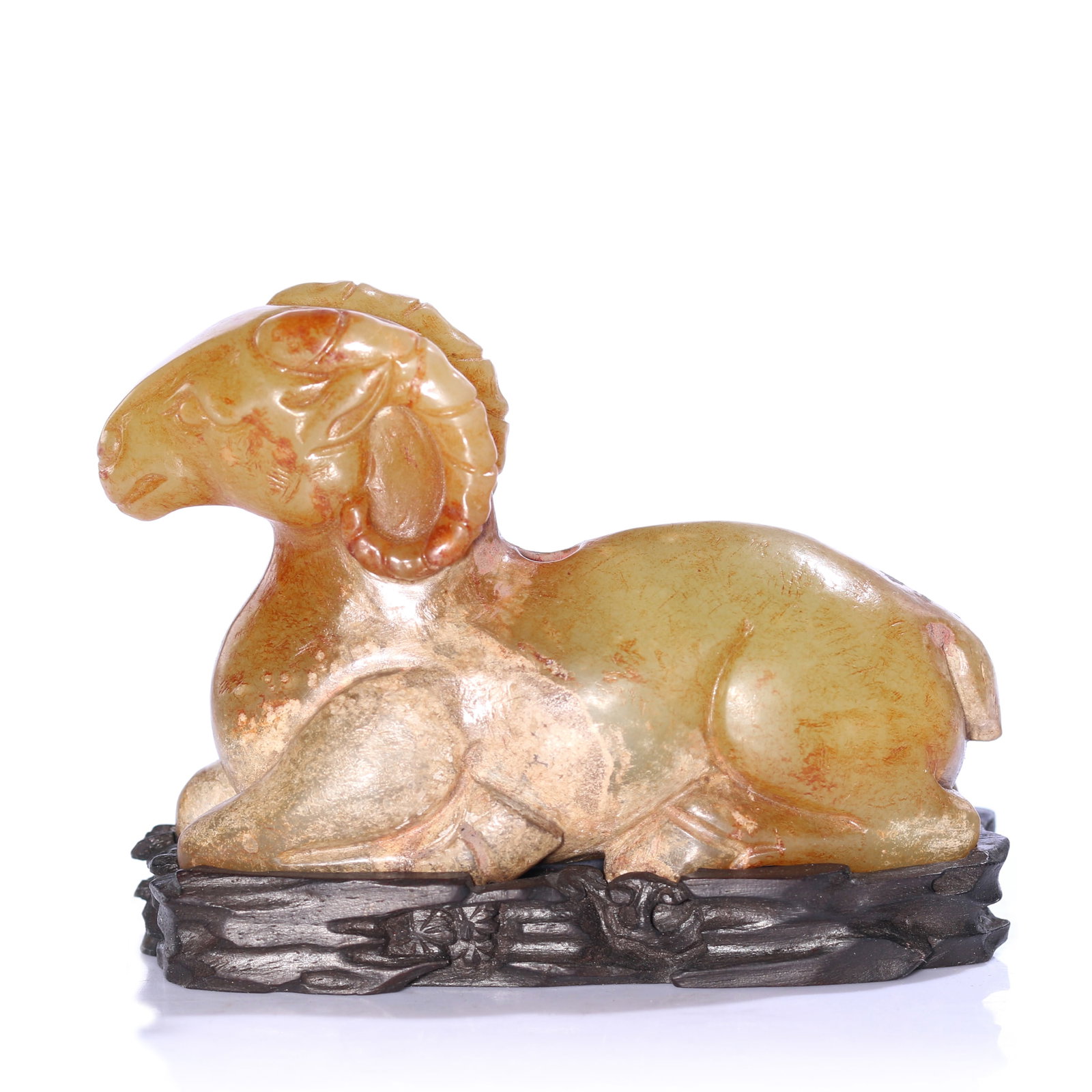 Chinese Jade Carved Sheep Figure With Zitan Hardwood Stand (1 of 10)