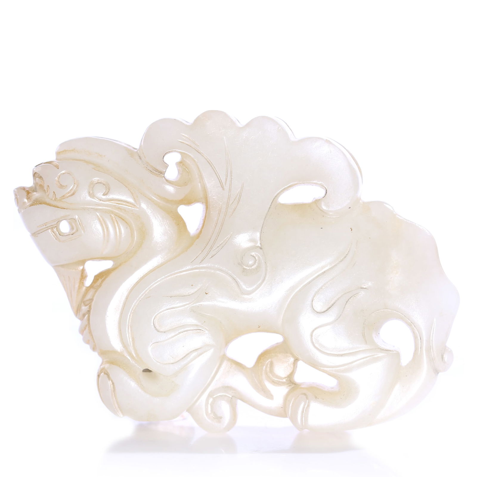 Chinese White Jade Carved Mythical Beast Figure (1 of 9)