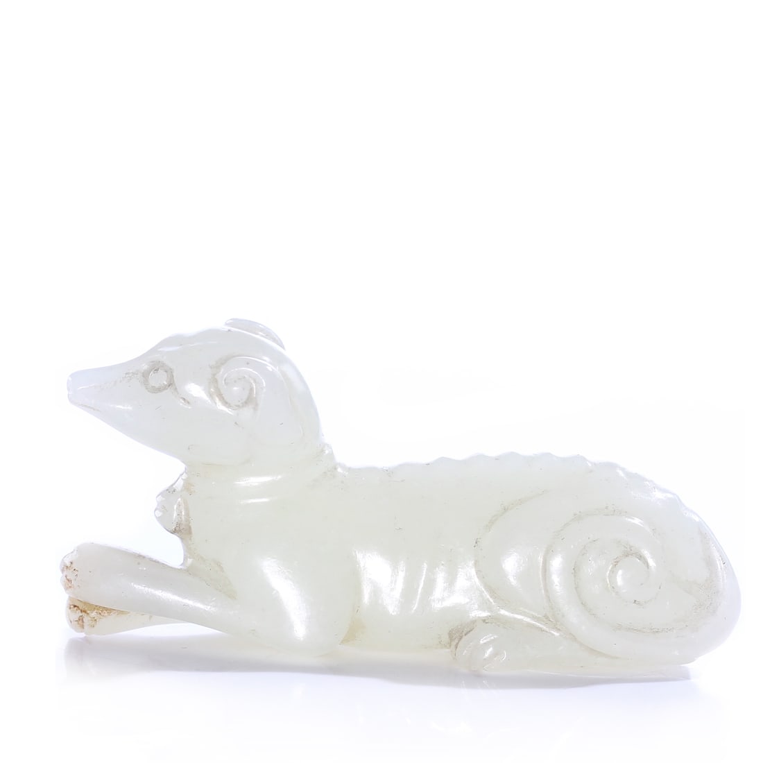 Chinese White Jade Carved Dog Figure (1 of 7)