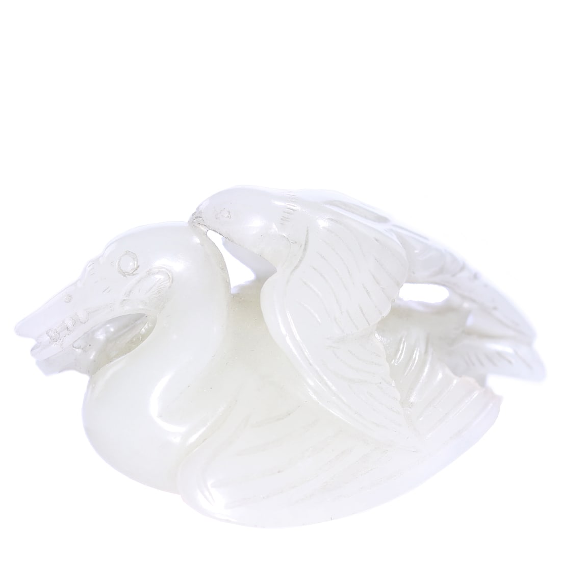 Chinese White Jade Carved Waterfowl Figure (1 of 9)
