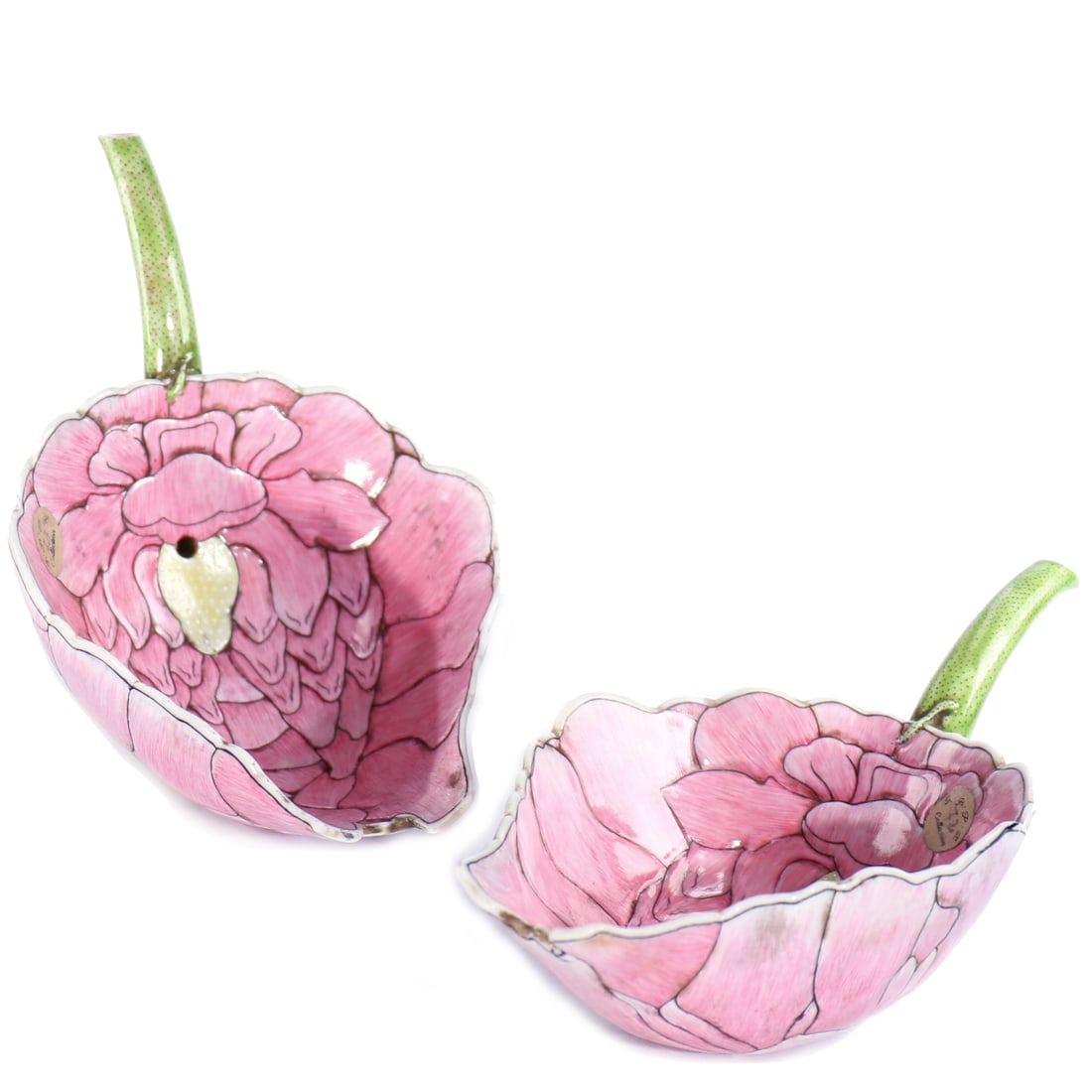 A Pair Of Chinese Famille-Rose Porcelain Lotus Cup: L 20 cm, W 11 cm, H 7.5 cm