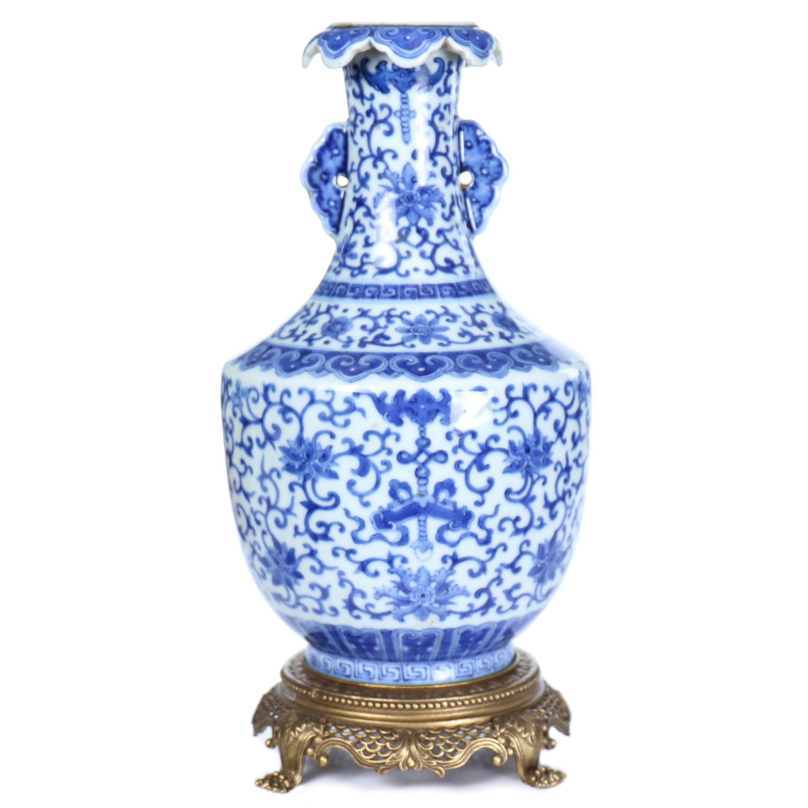 Chinese Blue And White Glazed Porcelain Vase With Stand (1 of 9)