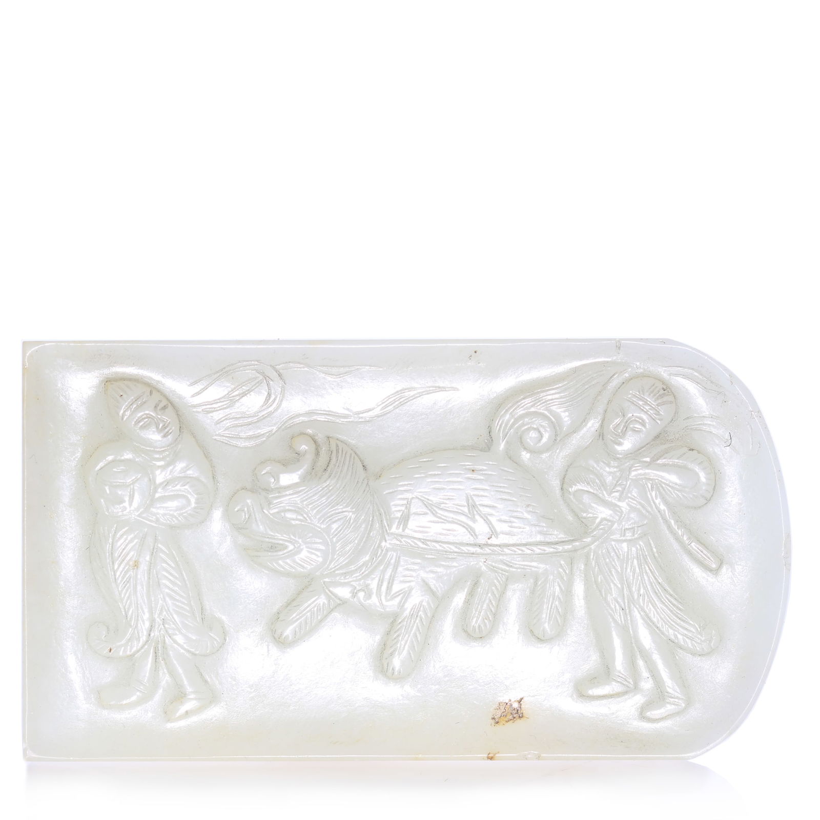 Chinese White Jade Carved Belt Buckle (1 of 6)