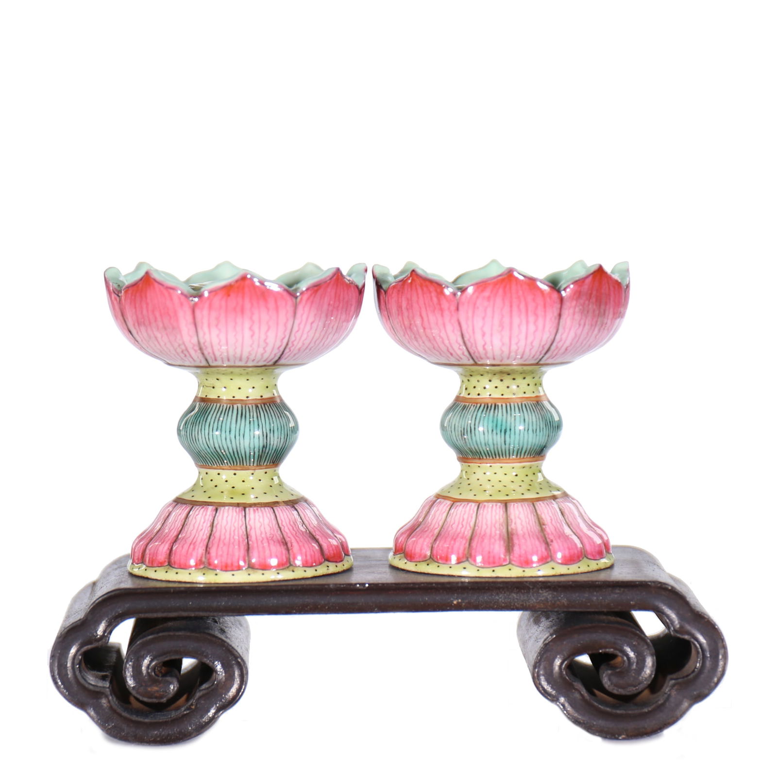 A Pair Of Chinese Famille-Rose Porcelain Candlestick With Stand (1 of 5)