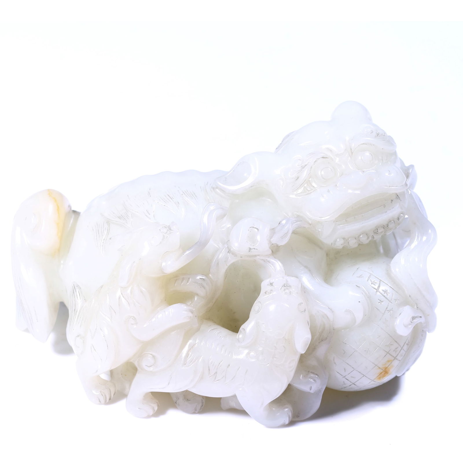 Chinese White Jade Carved Lion Figure (1 of 7)