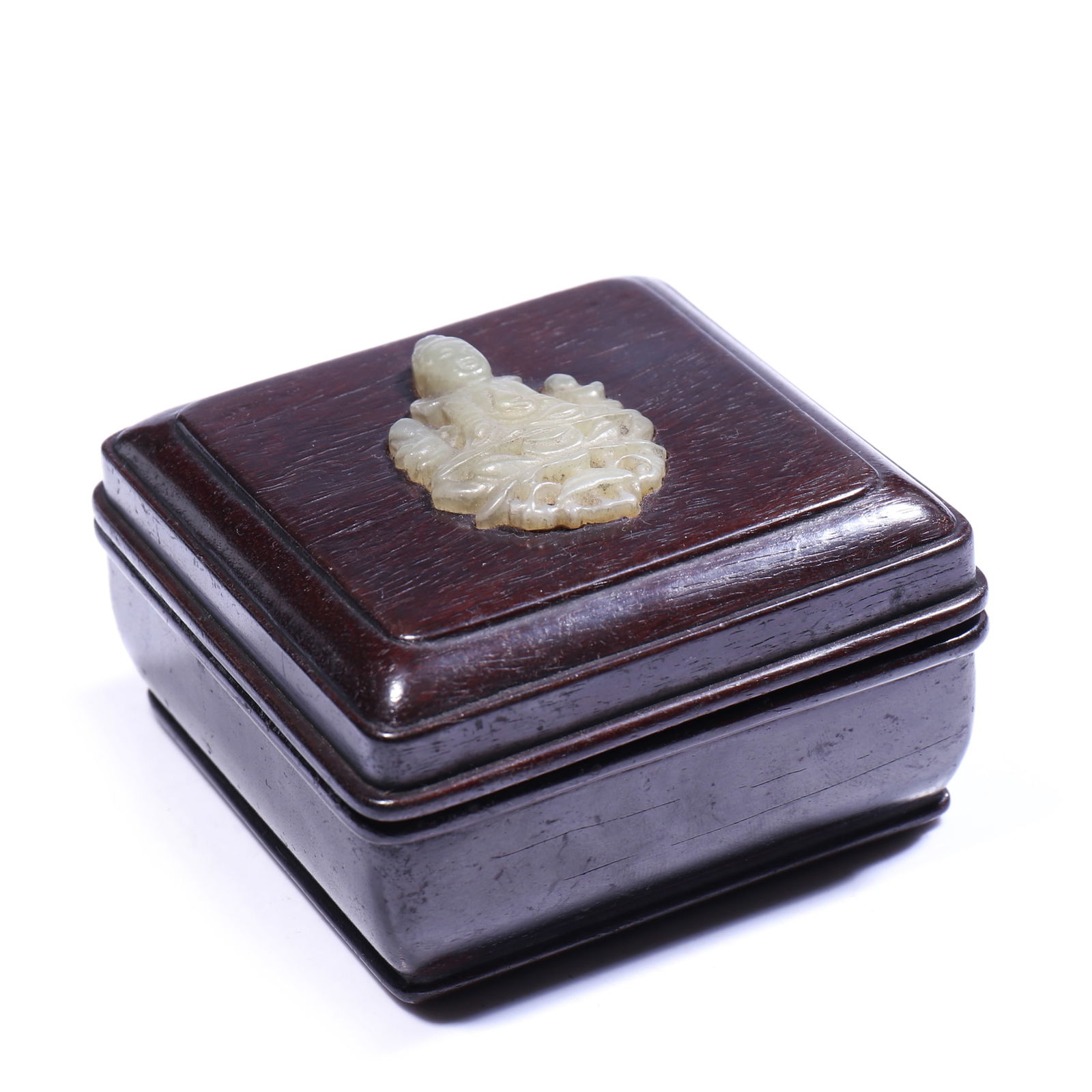 Chinese Zitan Hardwood Box Inlaid With White Jade (1 of 4)
