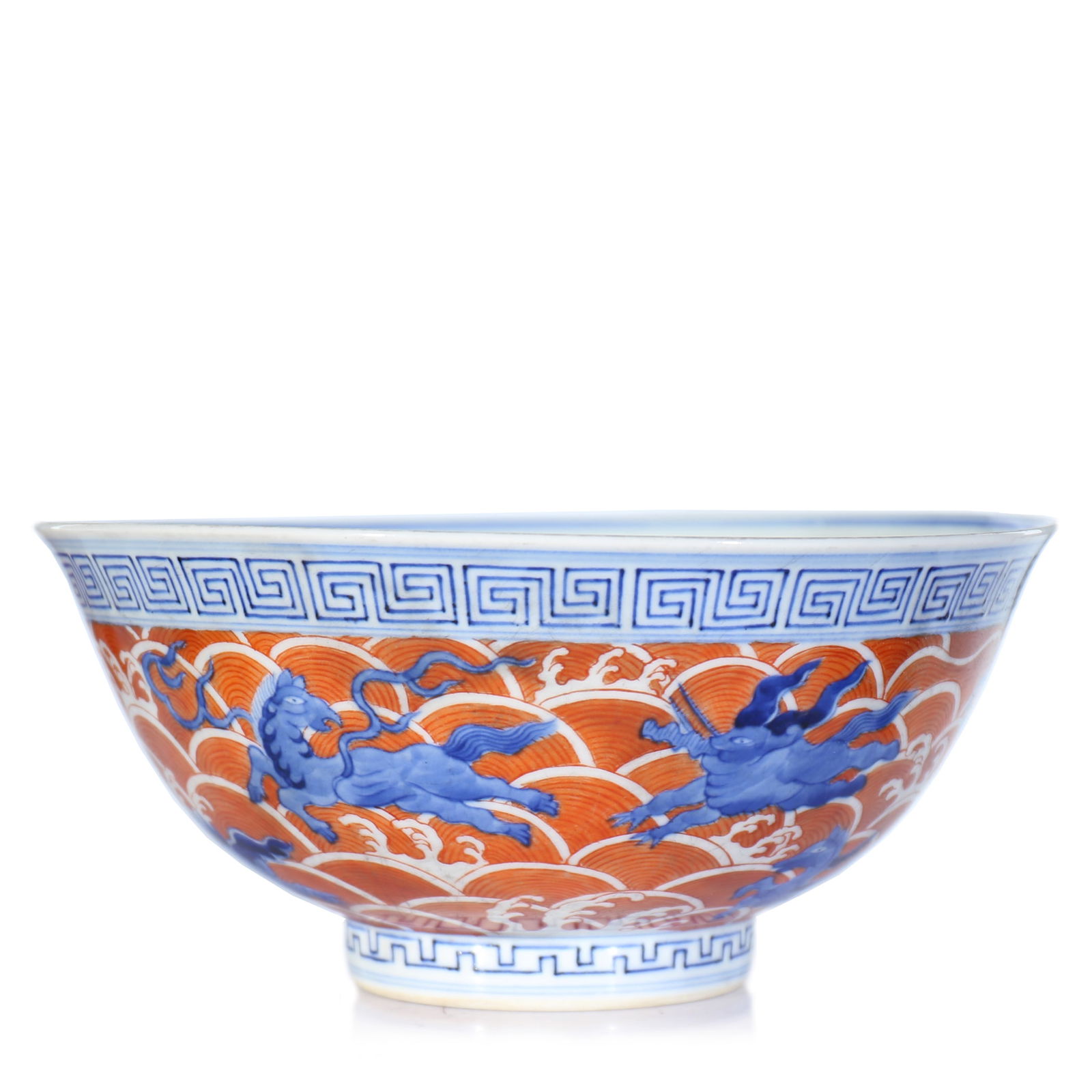 Chinese Iron Red Blue And White Glazed Porcelain Bowl (1 of 8)