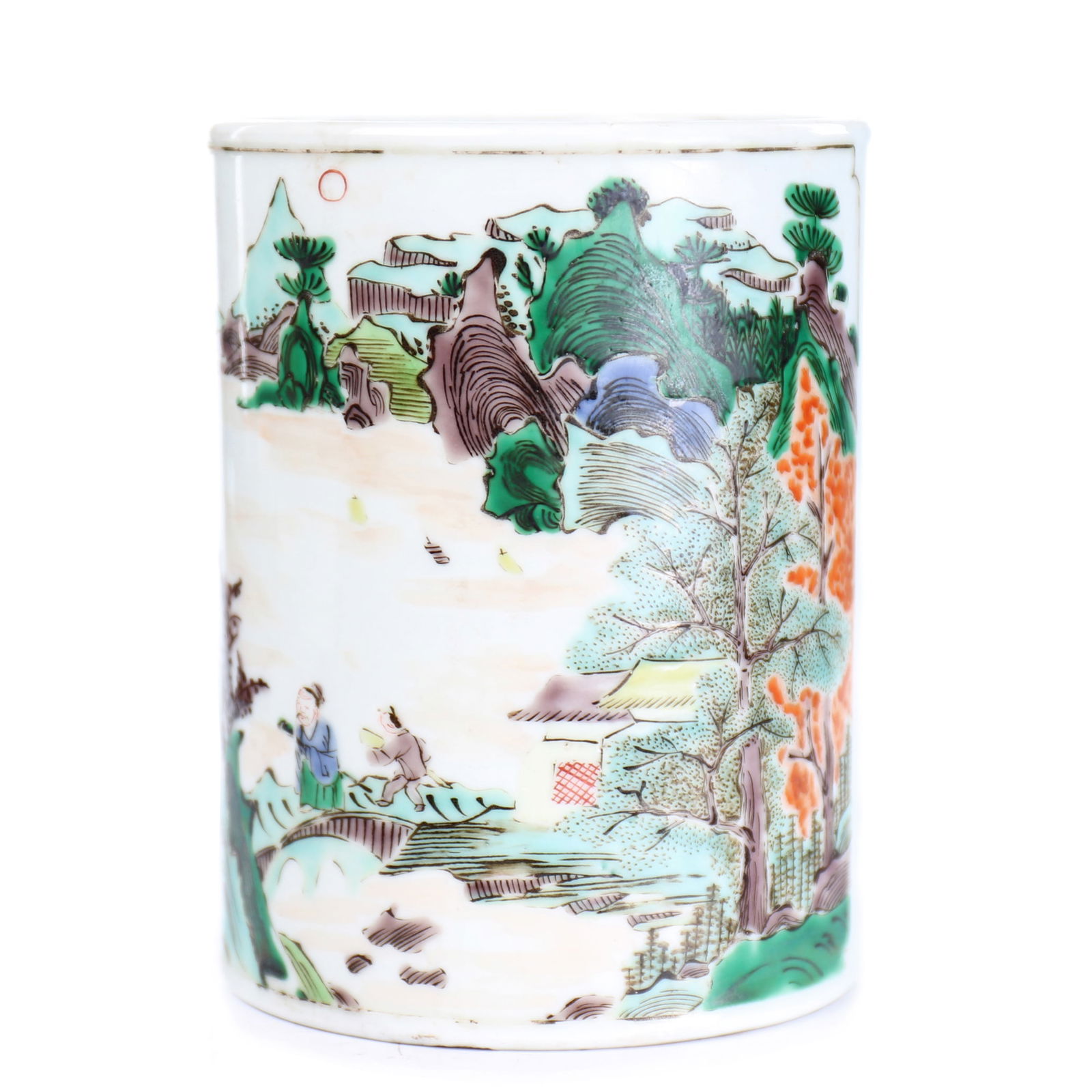 Chinese 'Wucai' Porcelain Brush Pot (1 of 6)