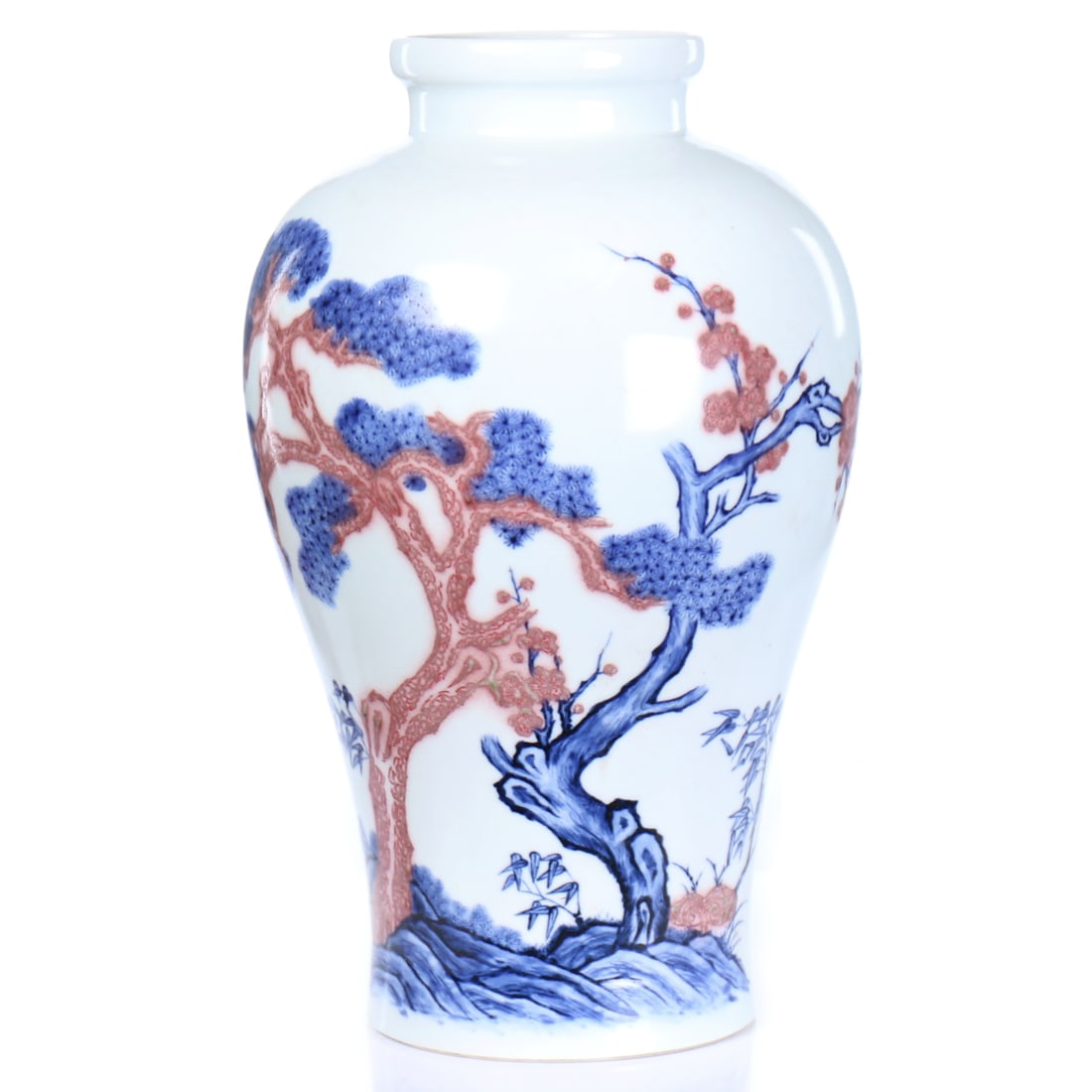 Chinese Copper Red Blue And White Glazed Porcelain 'Meiping' Vase (1 of 9)