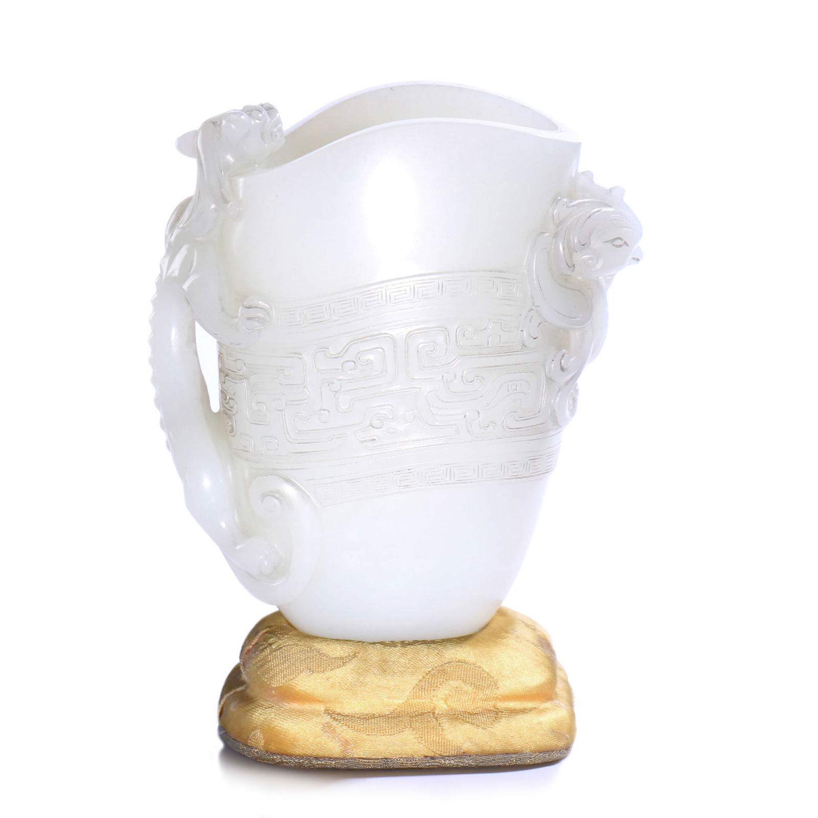 Chinese White Jade Carved Vase With Stand (1 of 10)