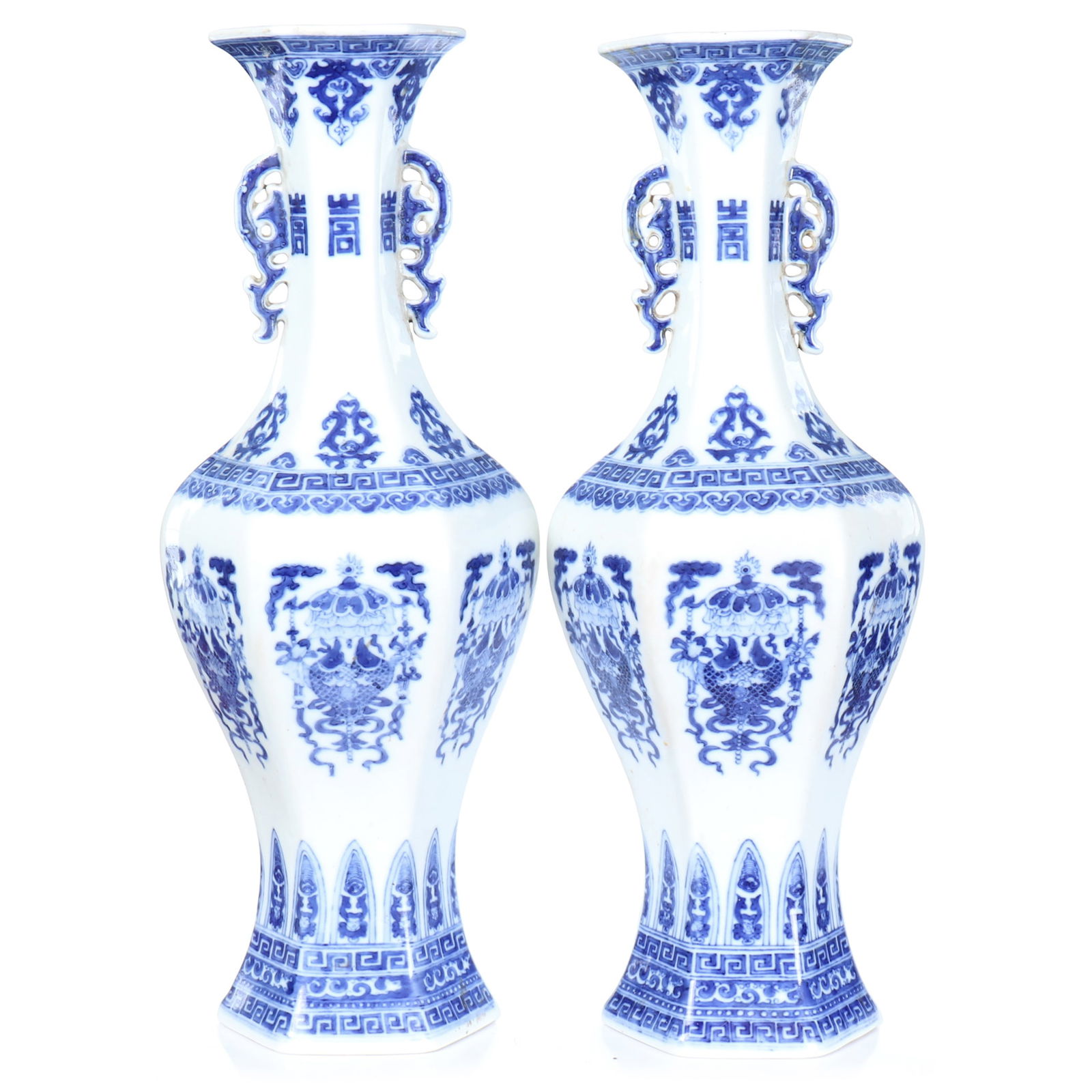 A Pair Of Chinese Blue And White Glazed Porcelain Vases (1 of 9)