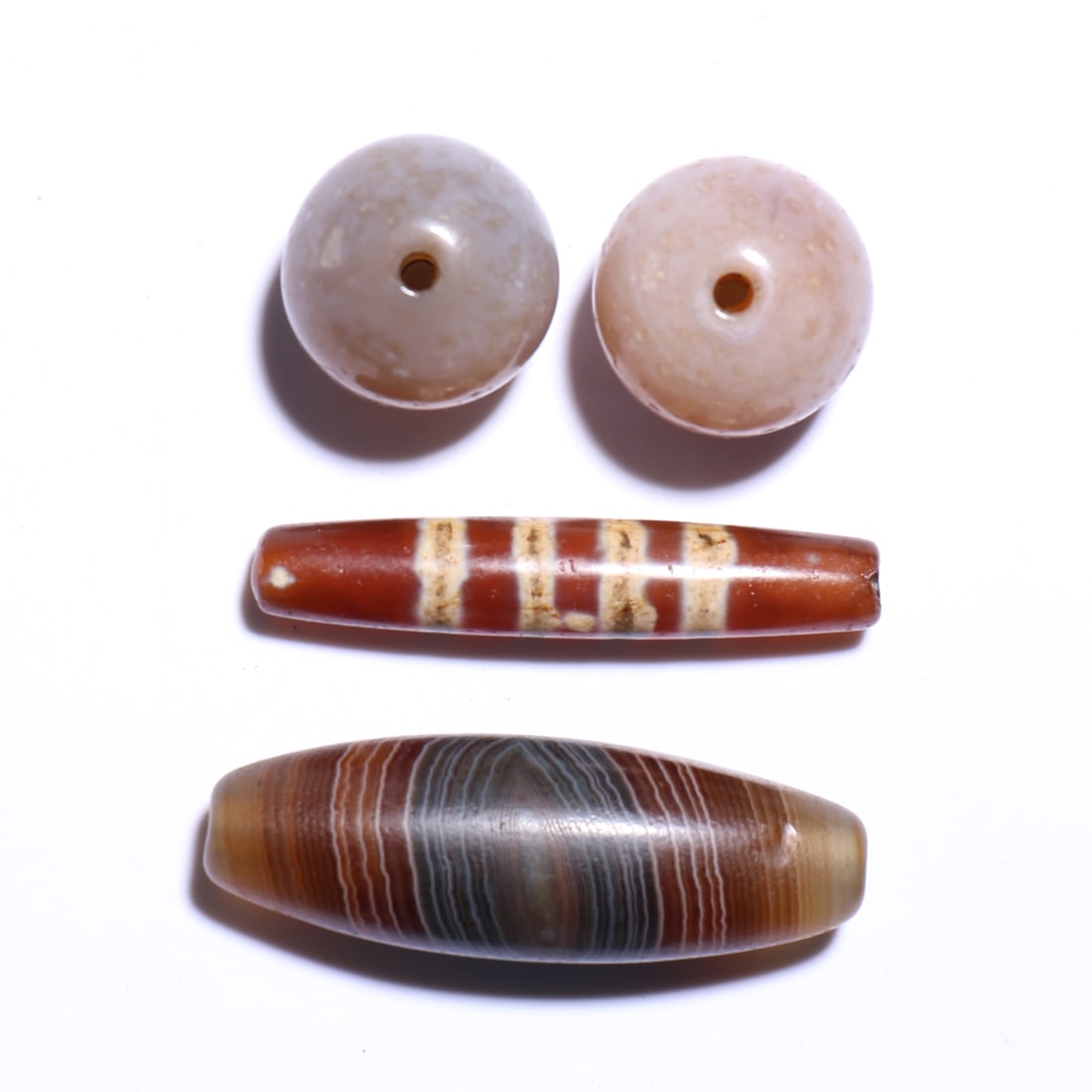 A Group Of Tibet Agate Beeds: D 19 mm - 43/45 mm