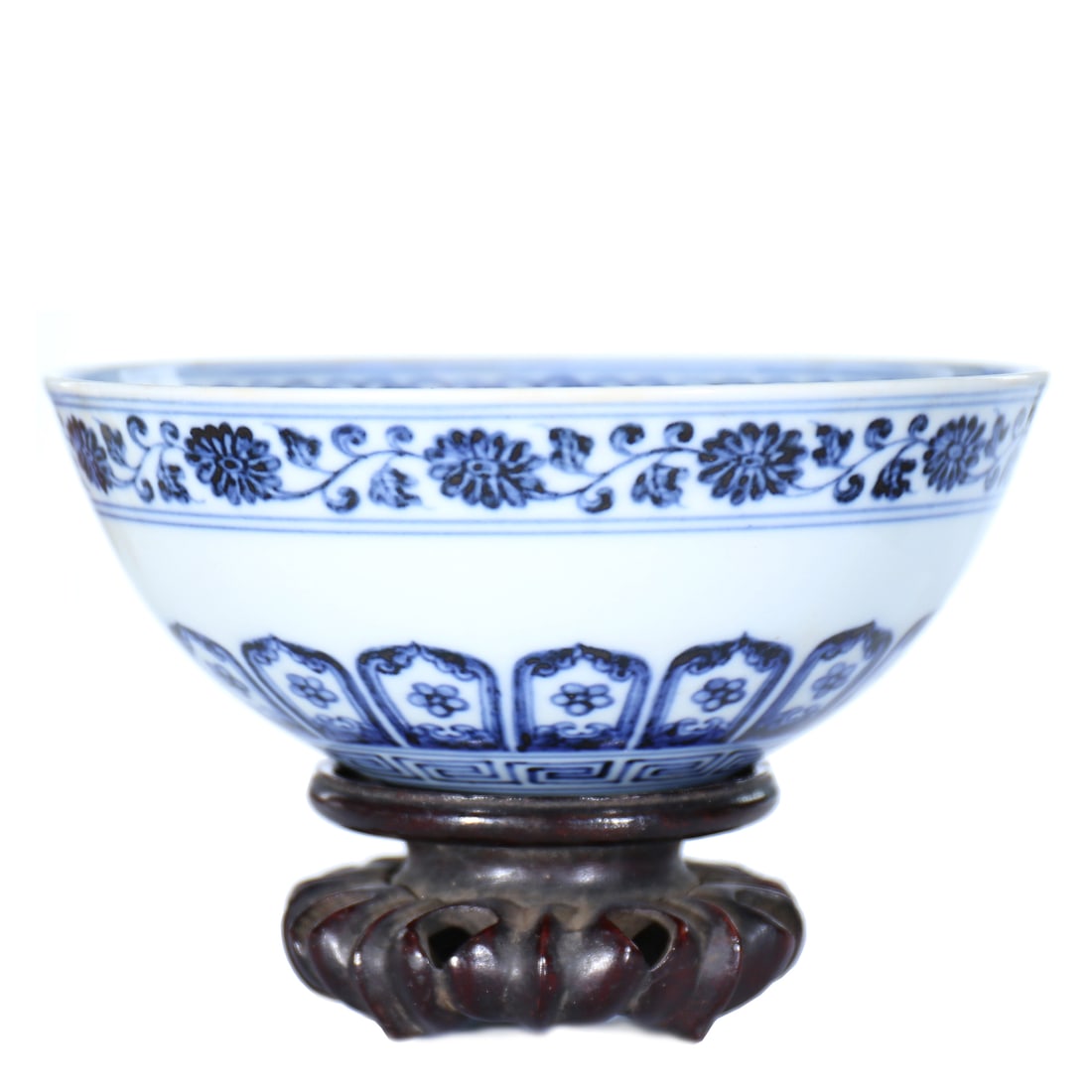 Chinese Blue And White Glazed Porcelain Bowl With Stand (1 of 6)
